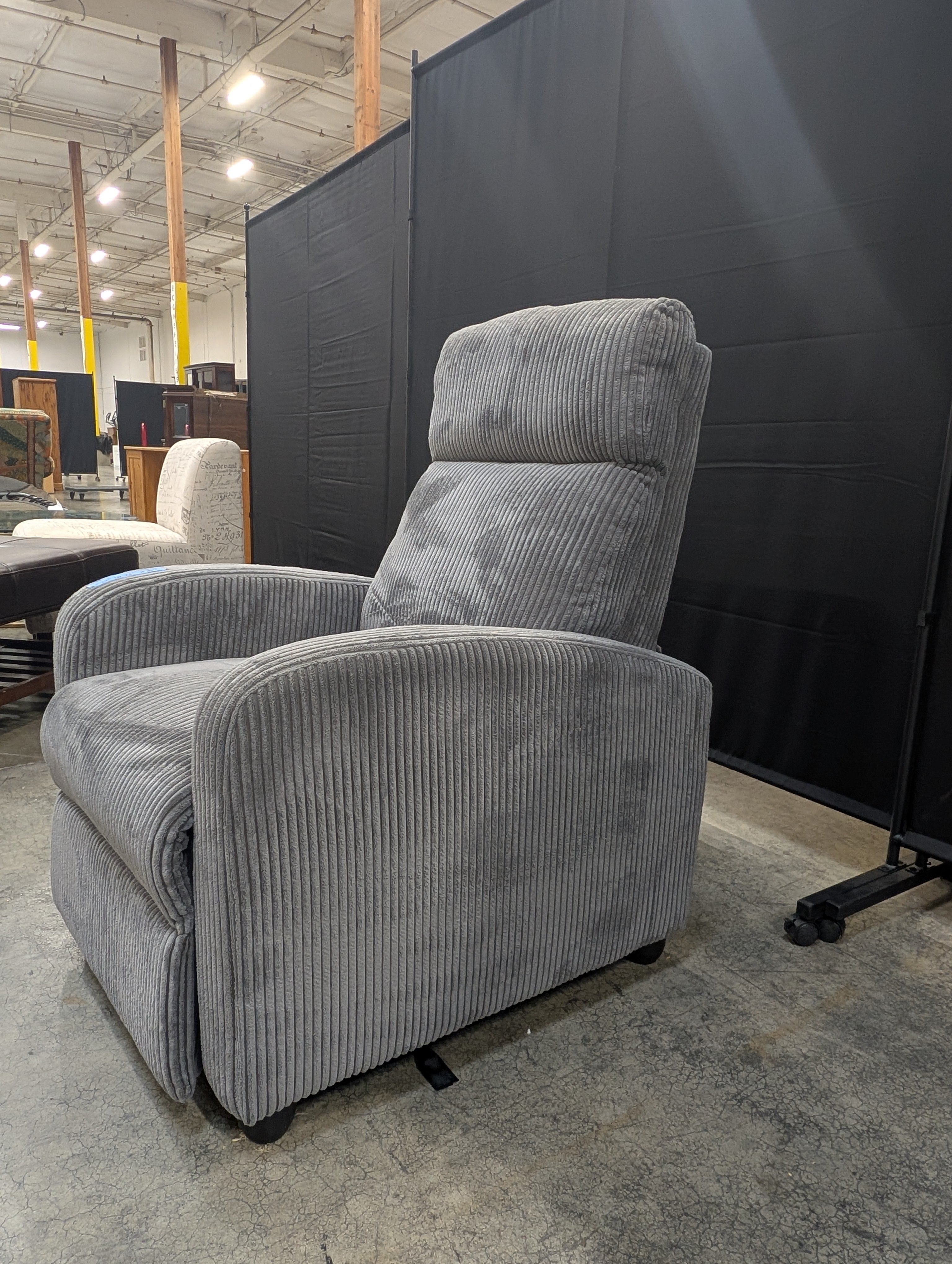 ALL-IN-ONE Grey Corduroy Recliner Chair