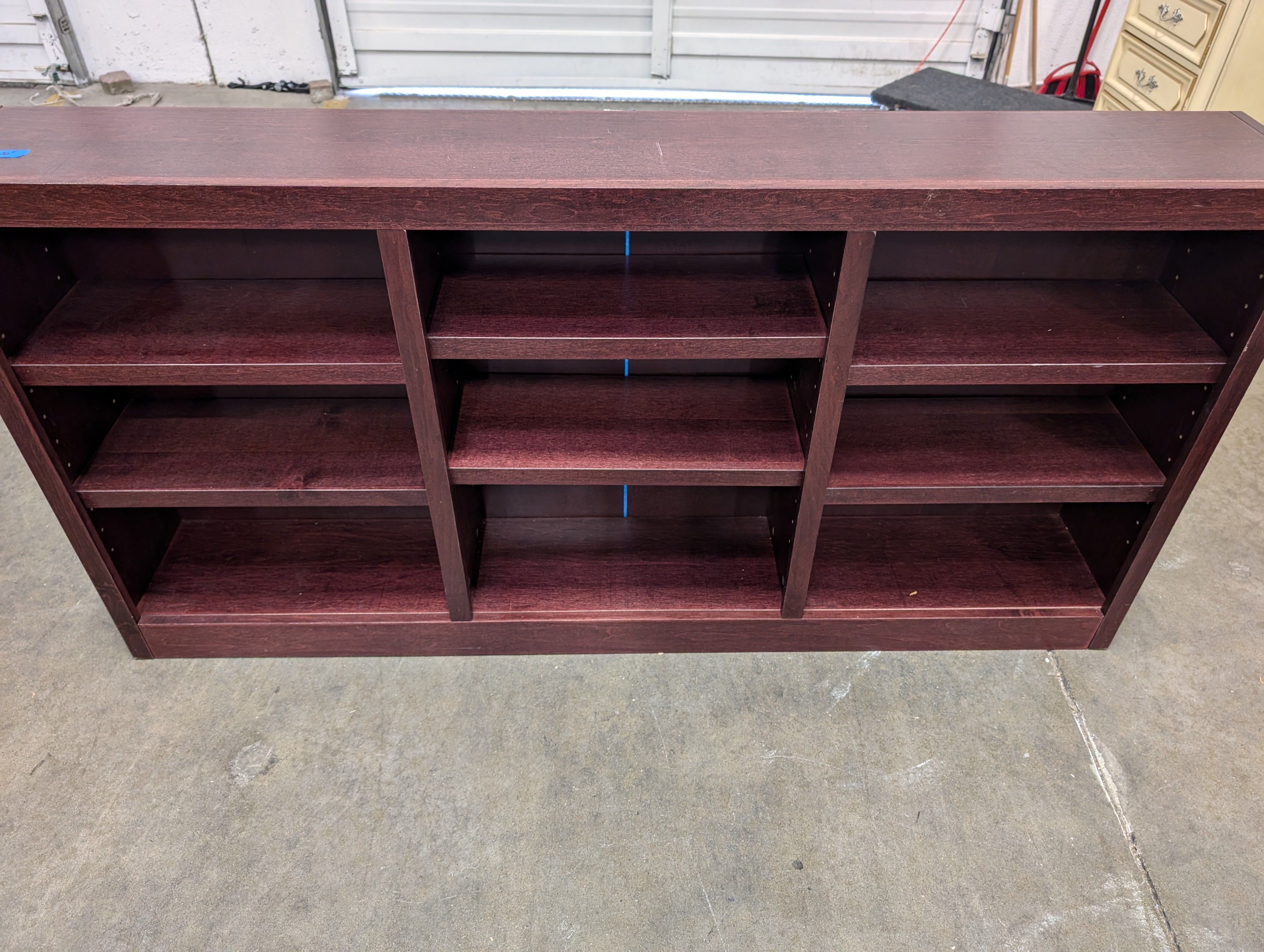 Dark Wood Finish Six-Compartment Bookcase