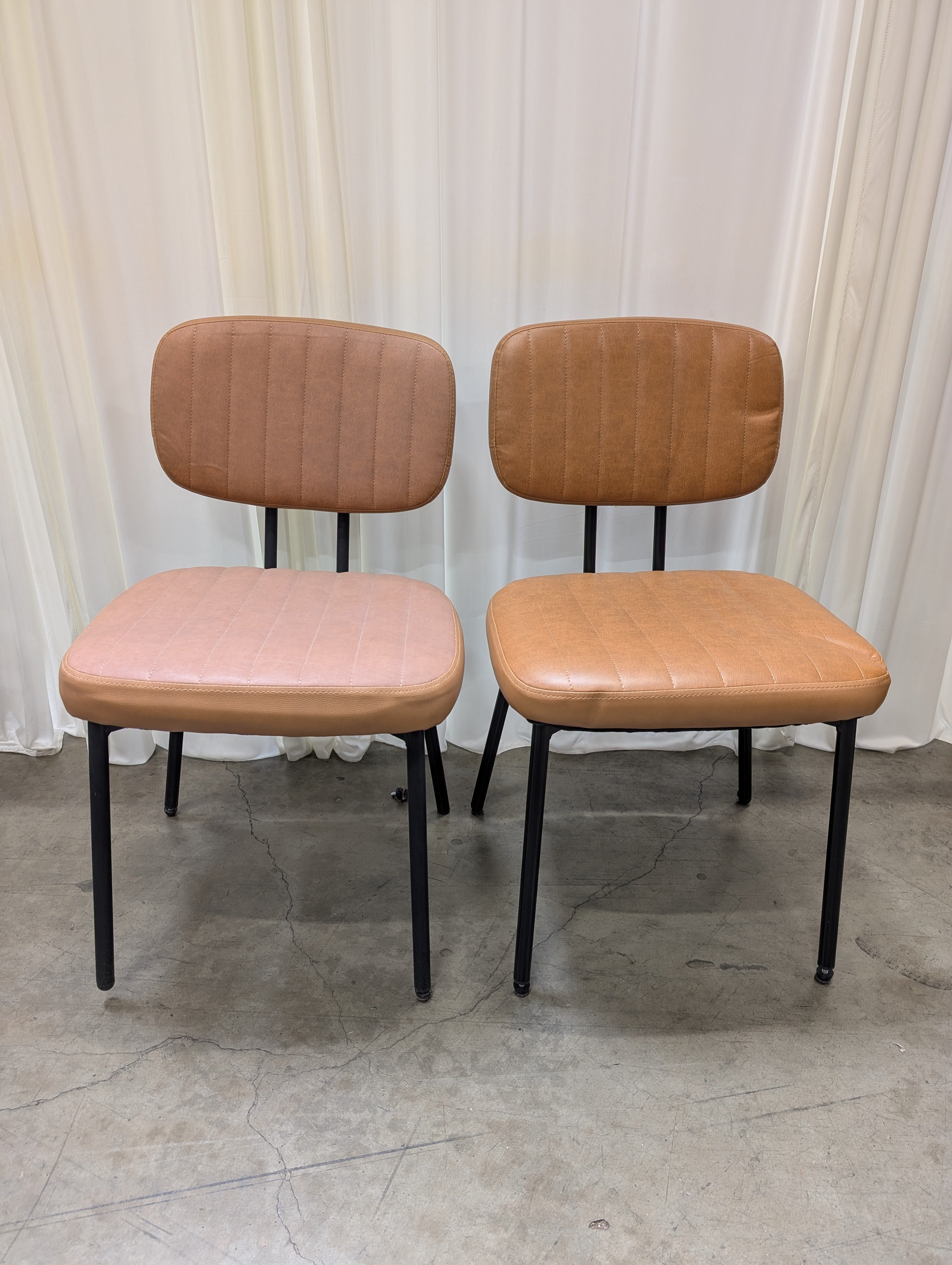 Pair of Modern Brown Upholstered Dining Chair with Metal Frame