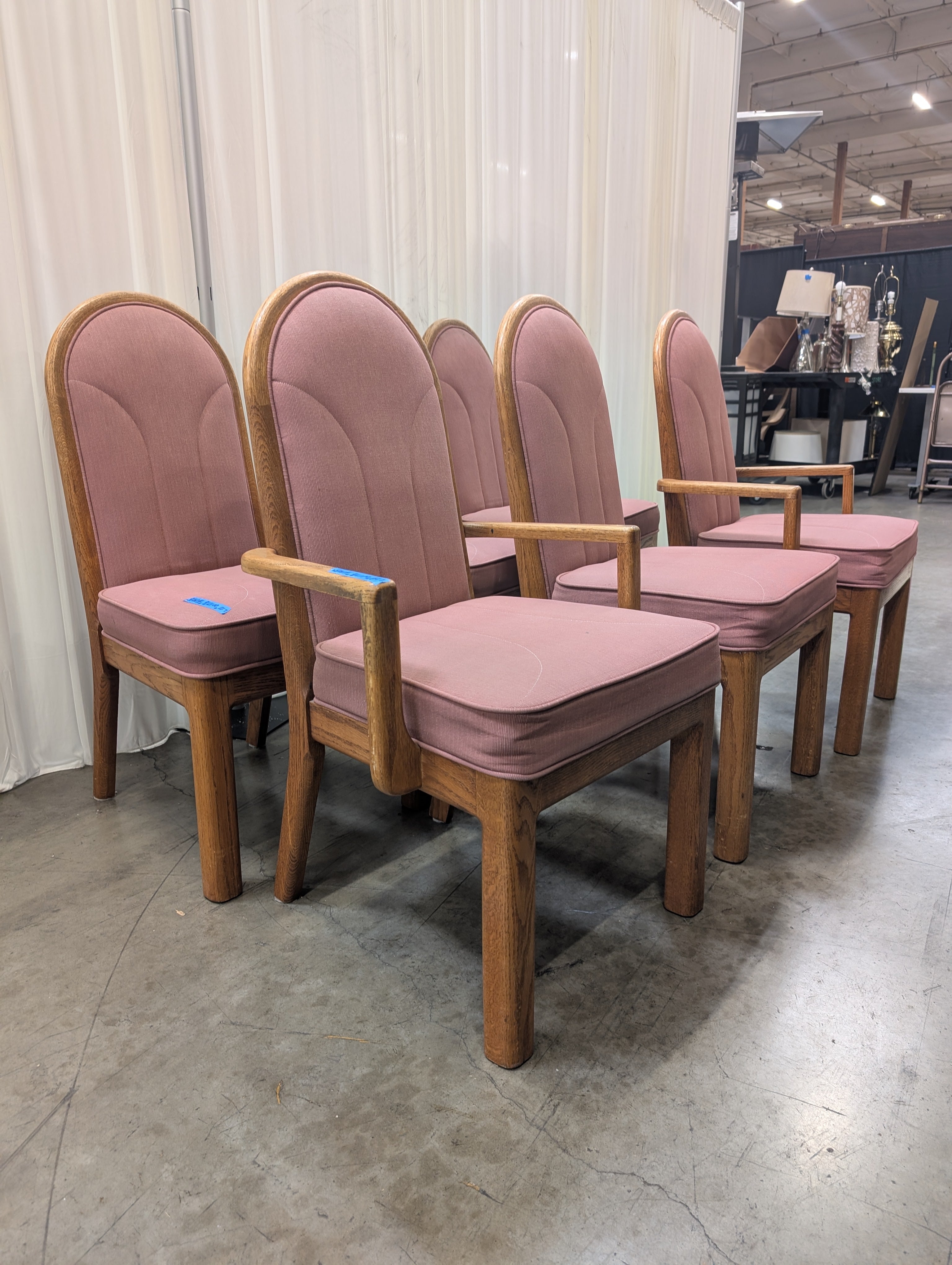 Set of Six Wambold Fine Furniture Mauve Fabric Dining Chair in Wood