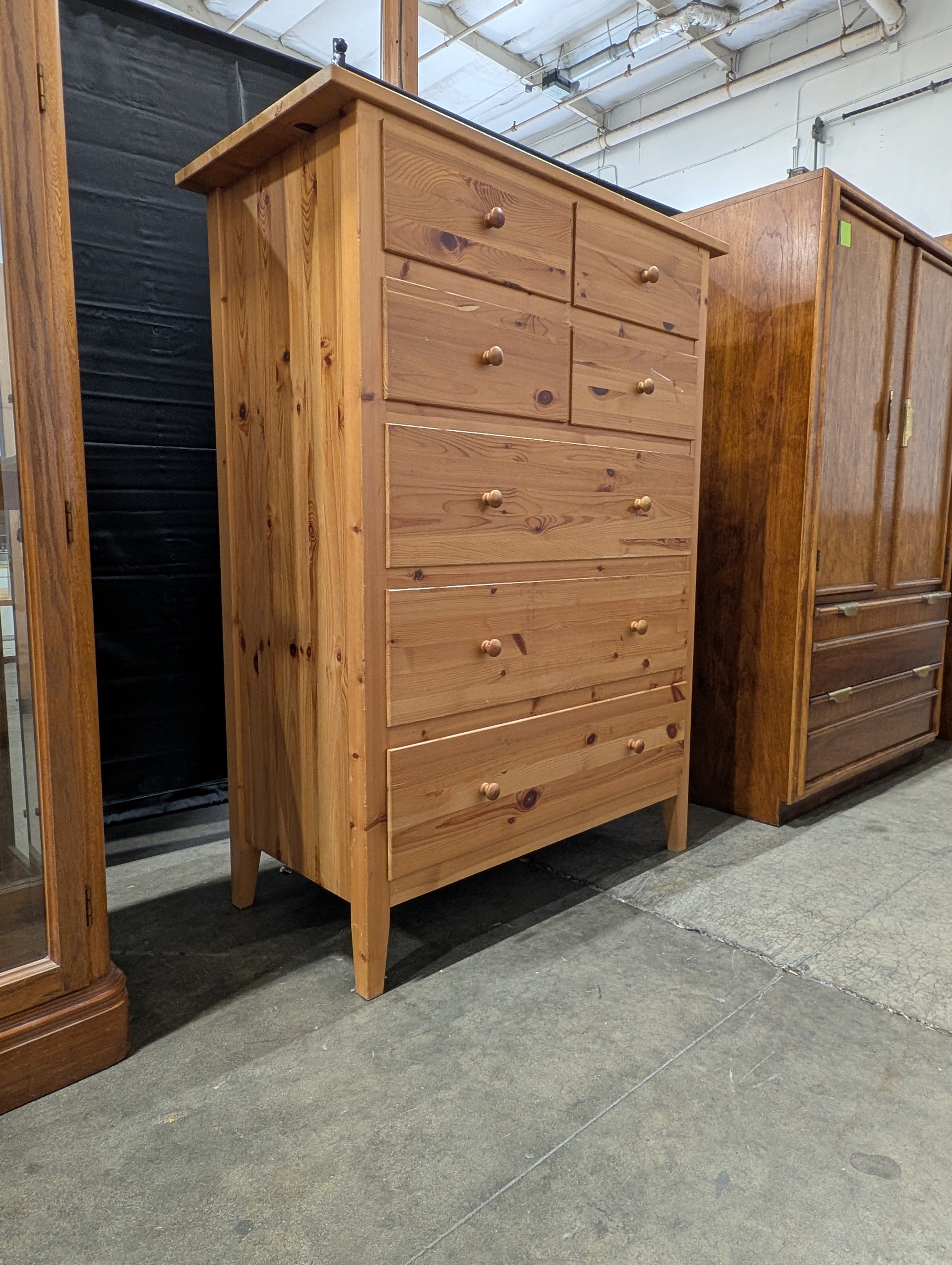 Rustic Pine Seven-Drawer Dresser