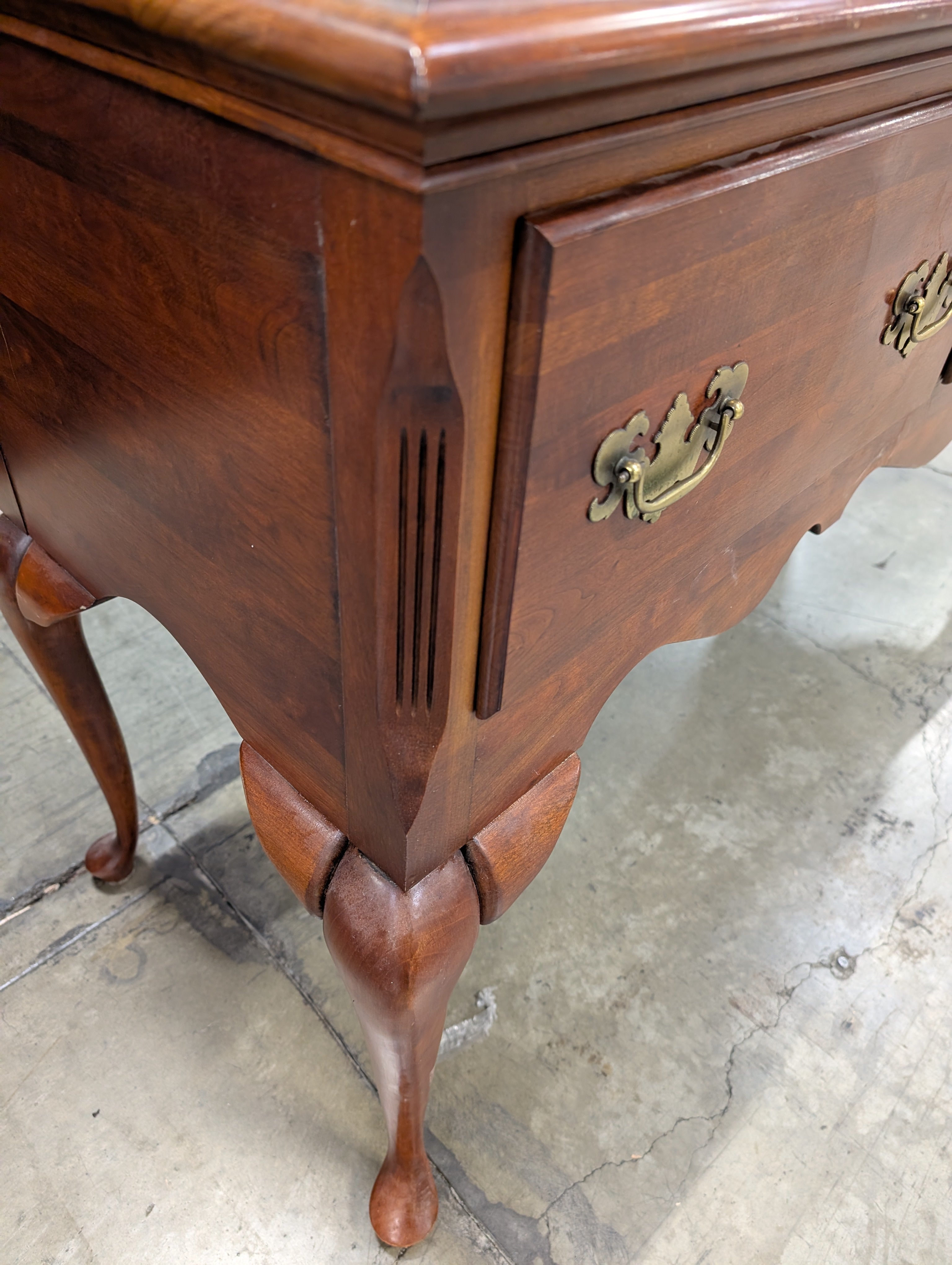 Vintage Cherry Finish Wood Sideboard with Cabriole Legs