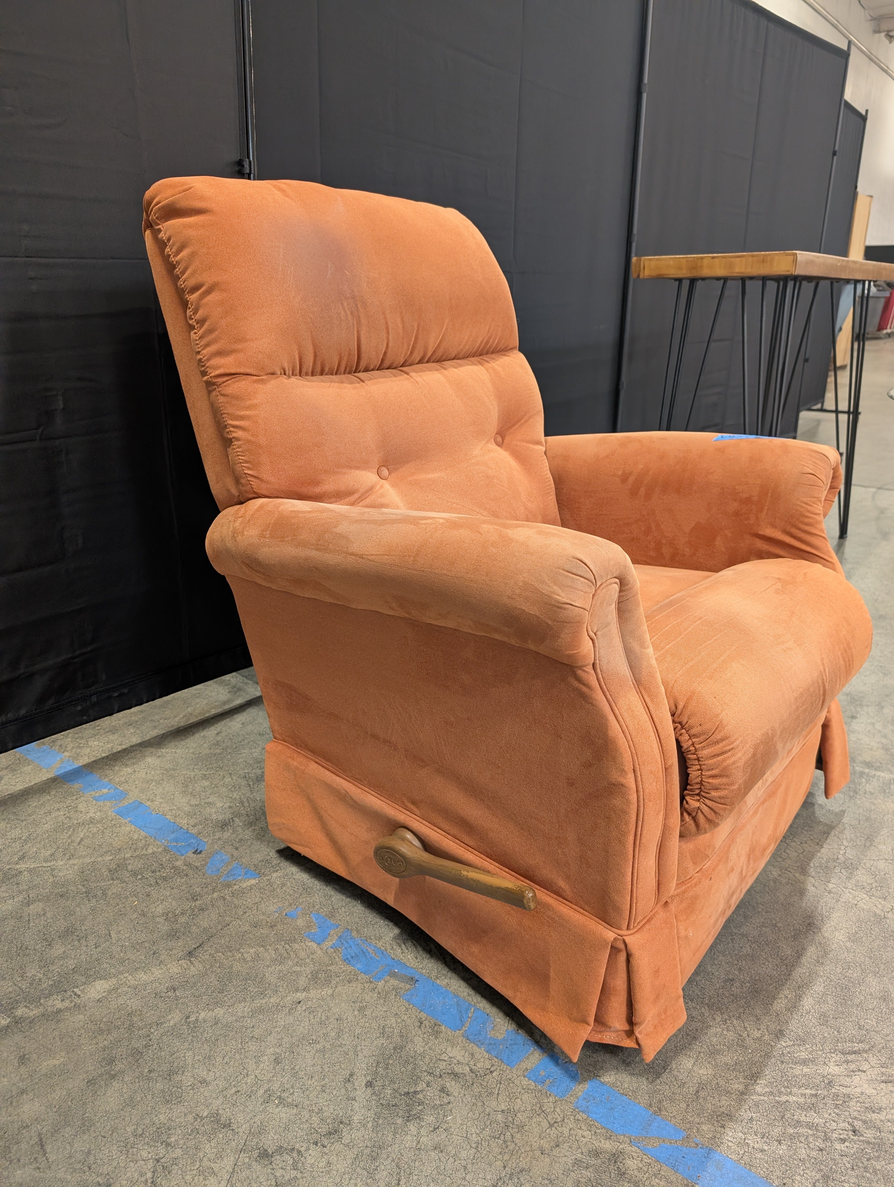 LaZboy Terracotta Rolled Arm Recliner in Microfiber