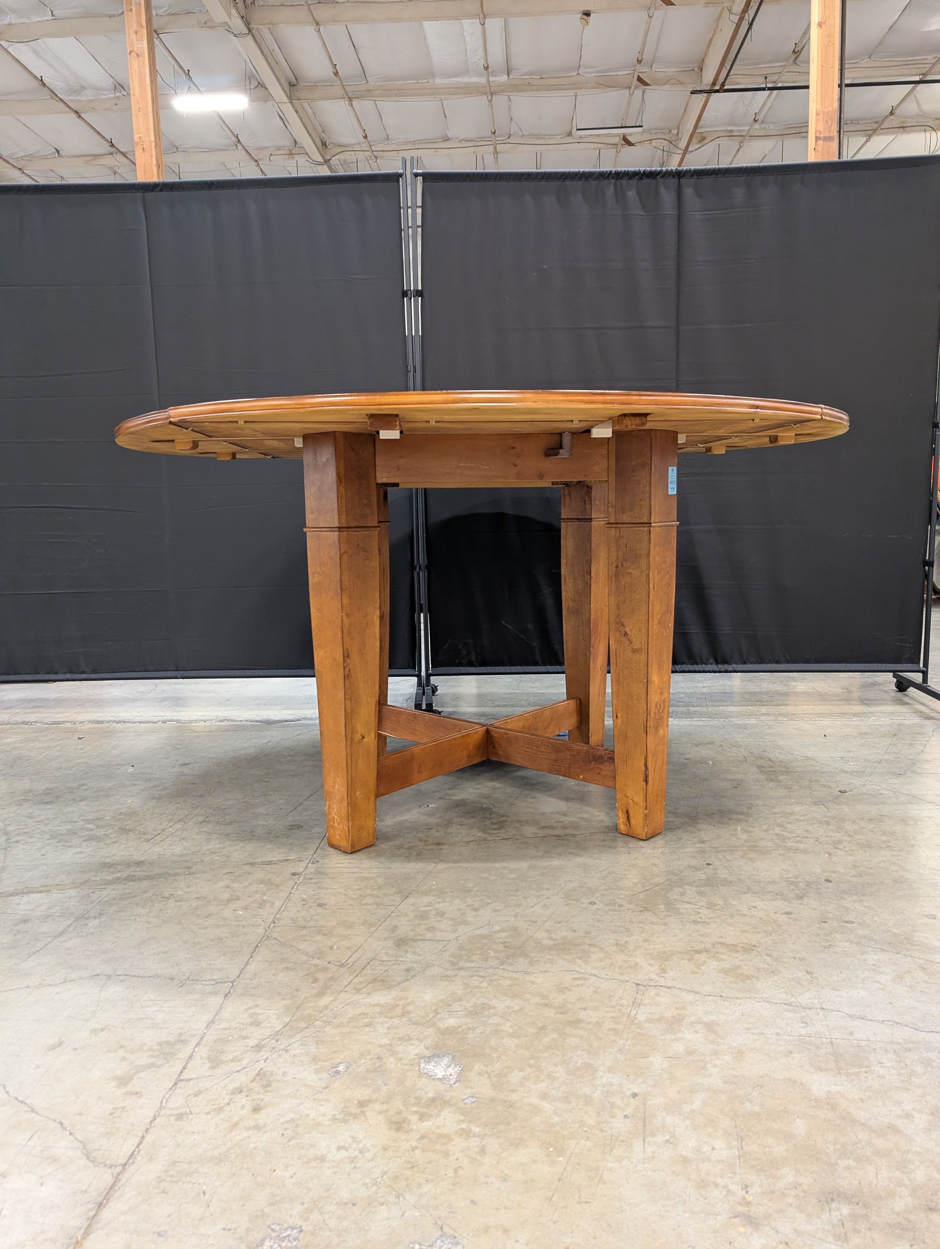 Cherry Finish Wood Dining Table with Round Granite TurnTable
