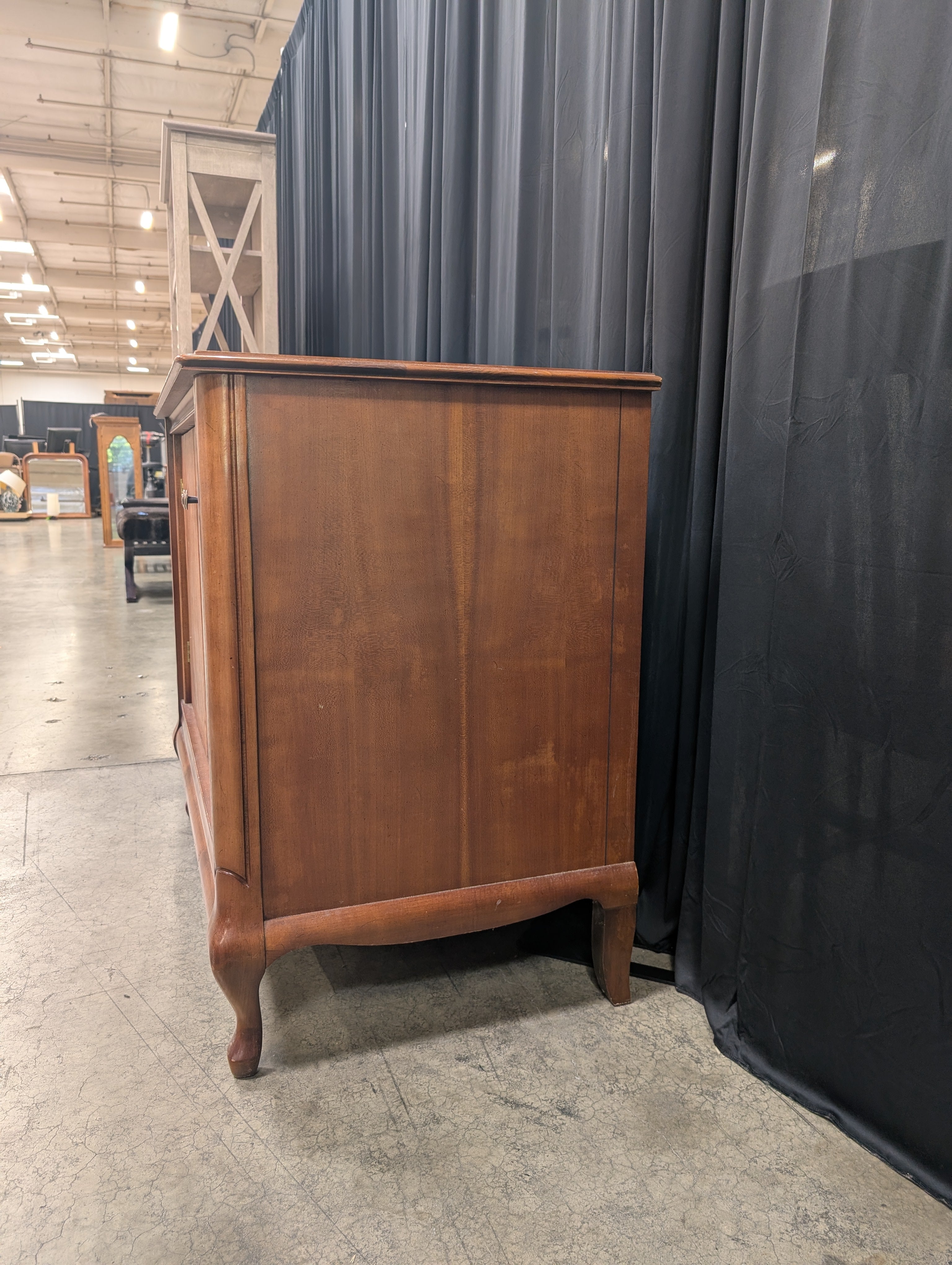 Vintage Reddish Brown Wood Buffet with Cabriole Legs