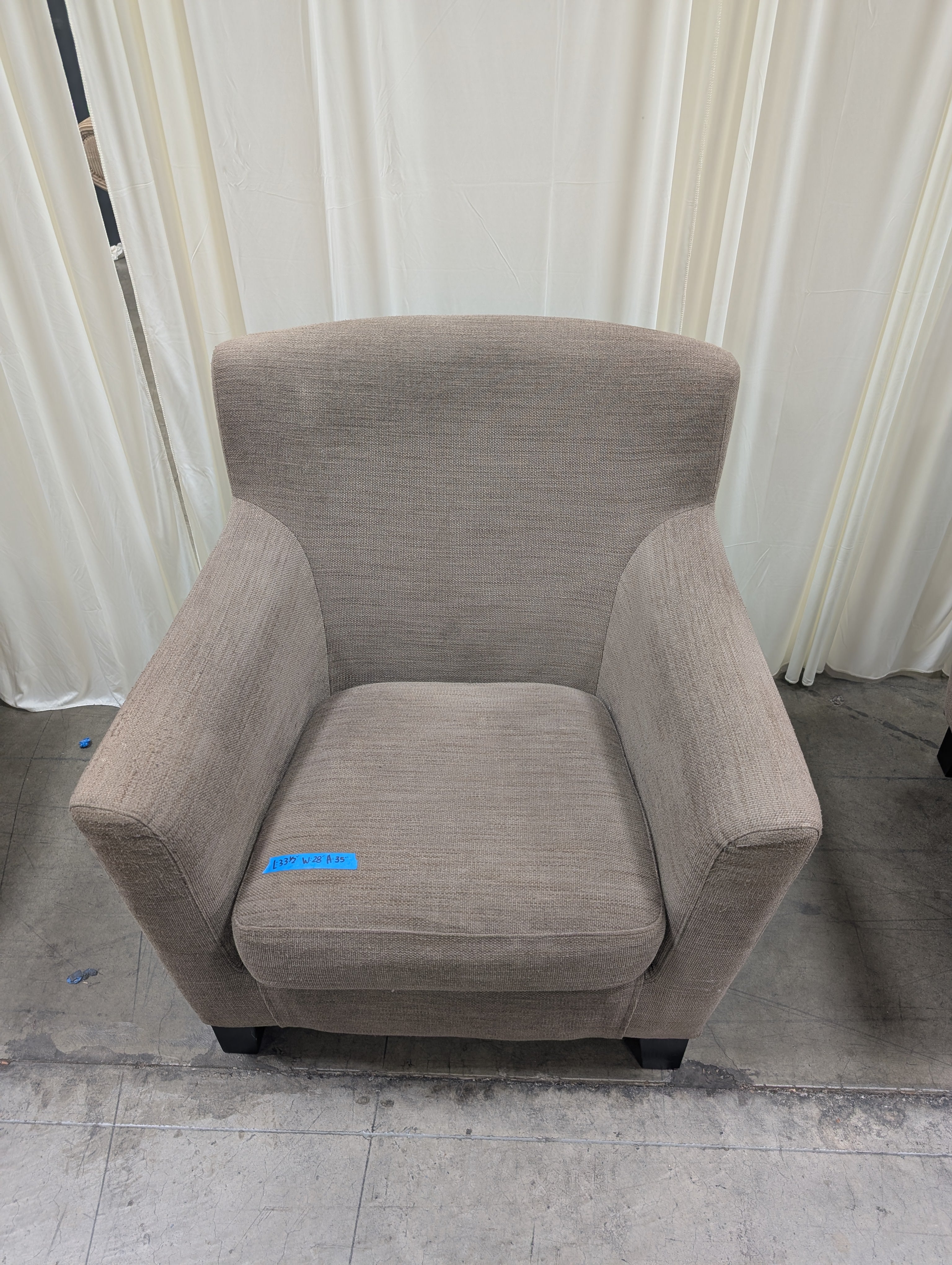 Woven Fabric Club Chair with Tapered Legs
