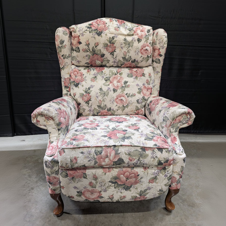 Traditional High-Back Floral Armchair