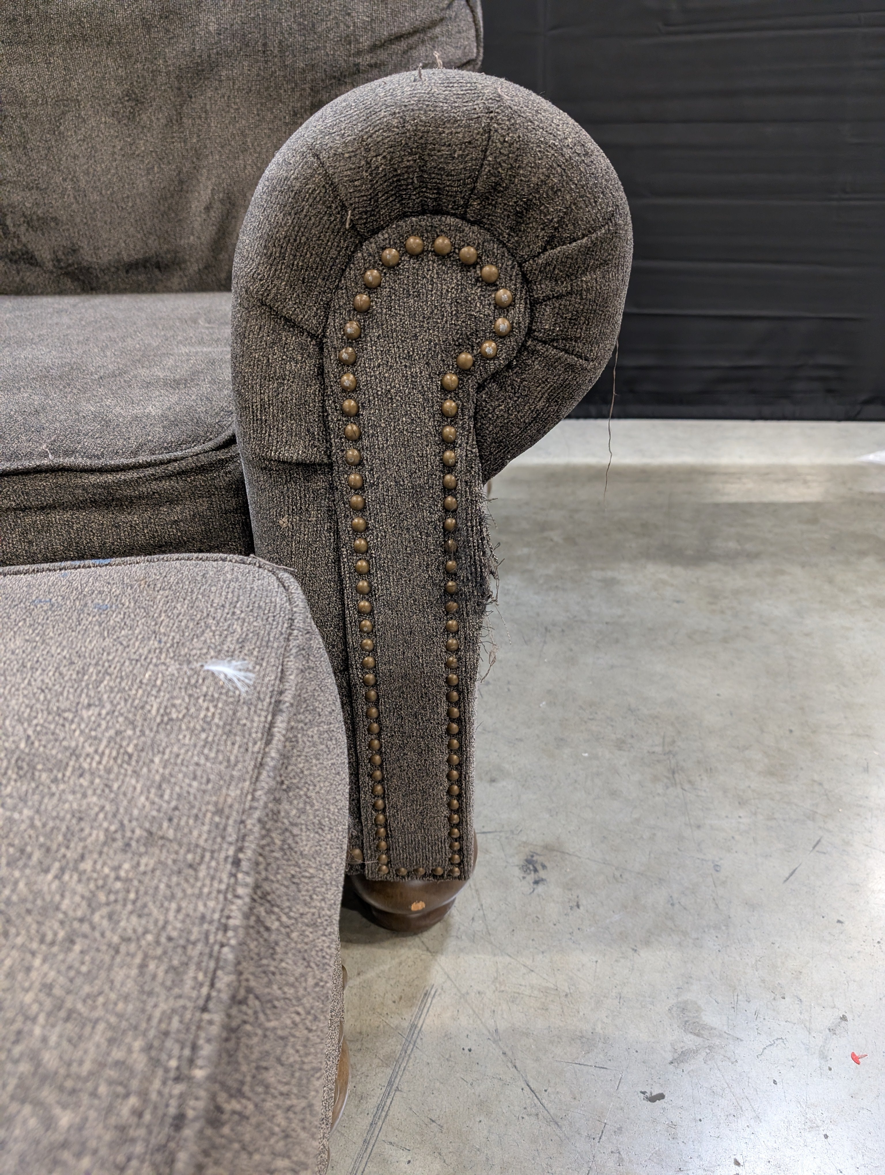 Used Club Chair and Ottoman Set with Nailhead Trim