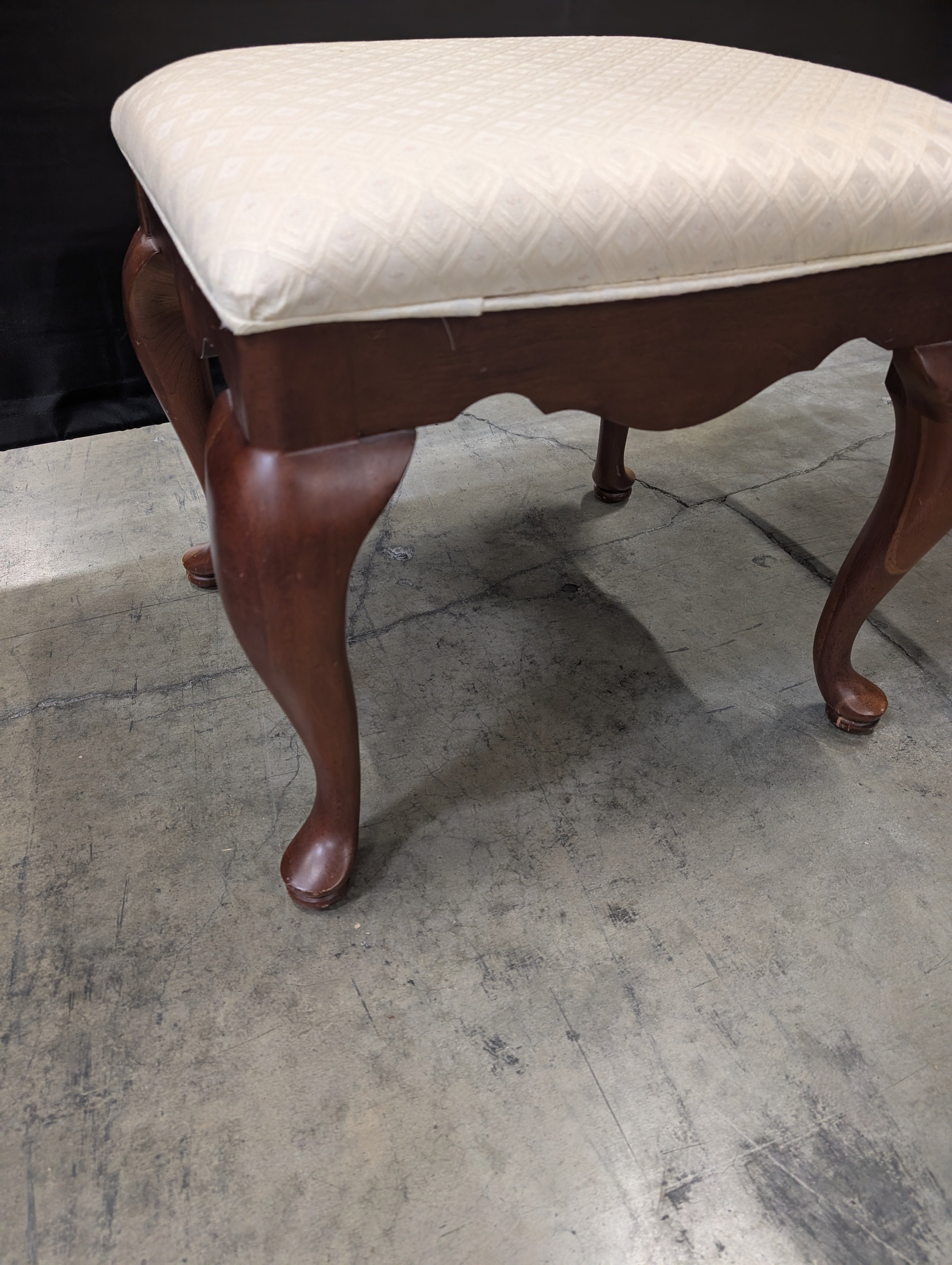 Traditional Upholstered Footstool with Cabriole Legs