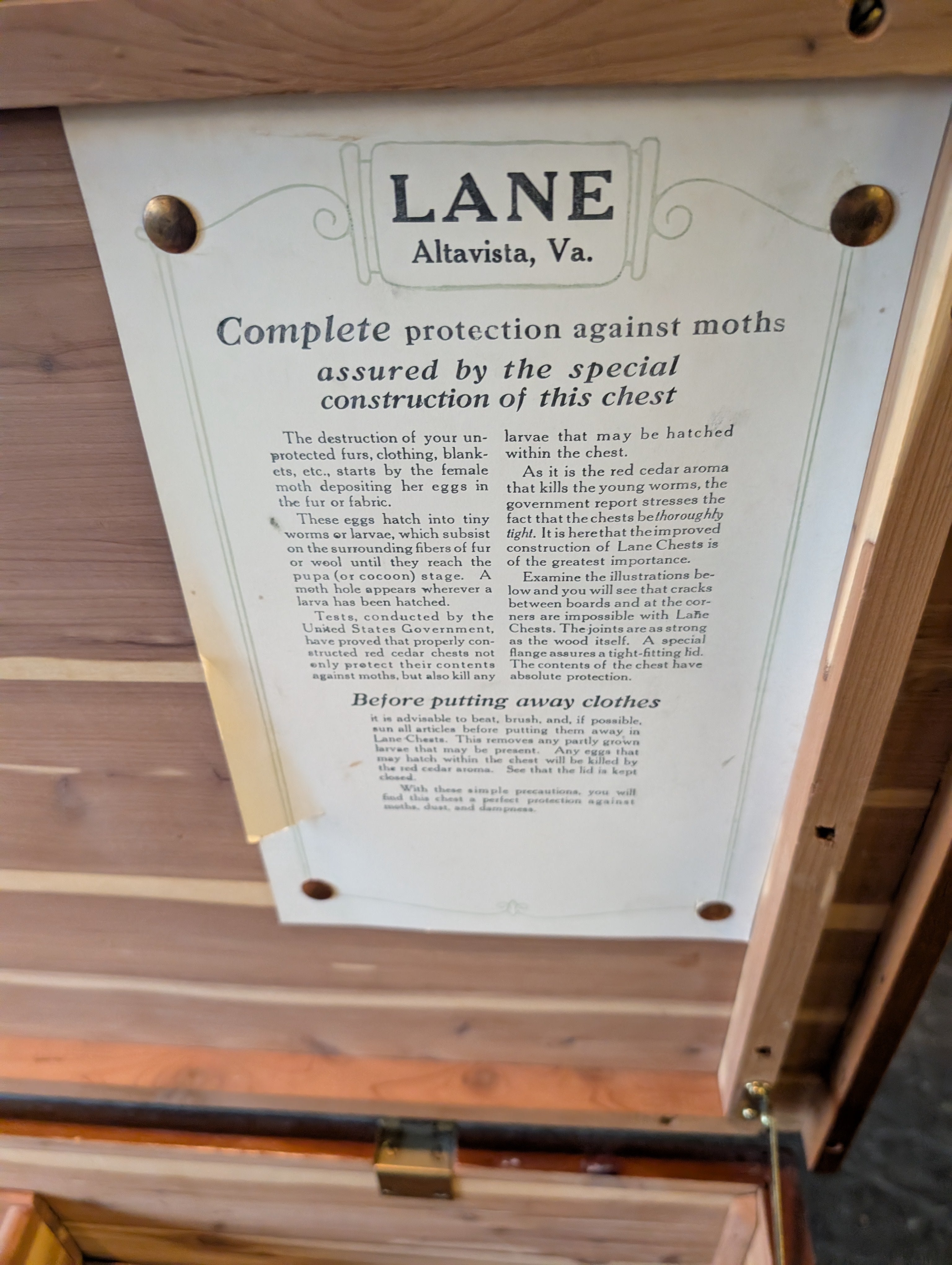 Vintage Cedar Tone Wood Storage Chest with Black Upholstered Top
