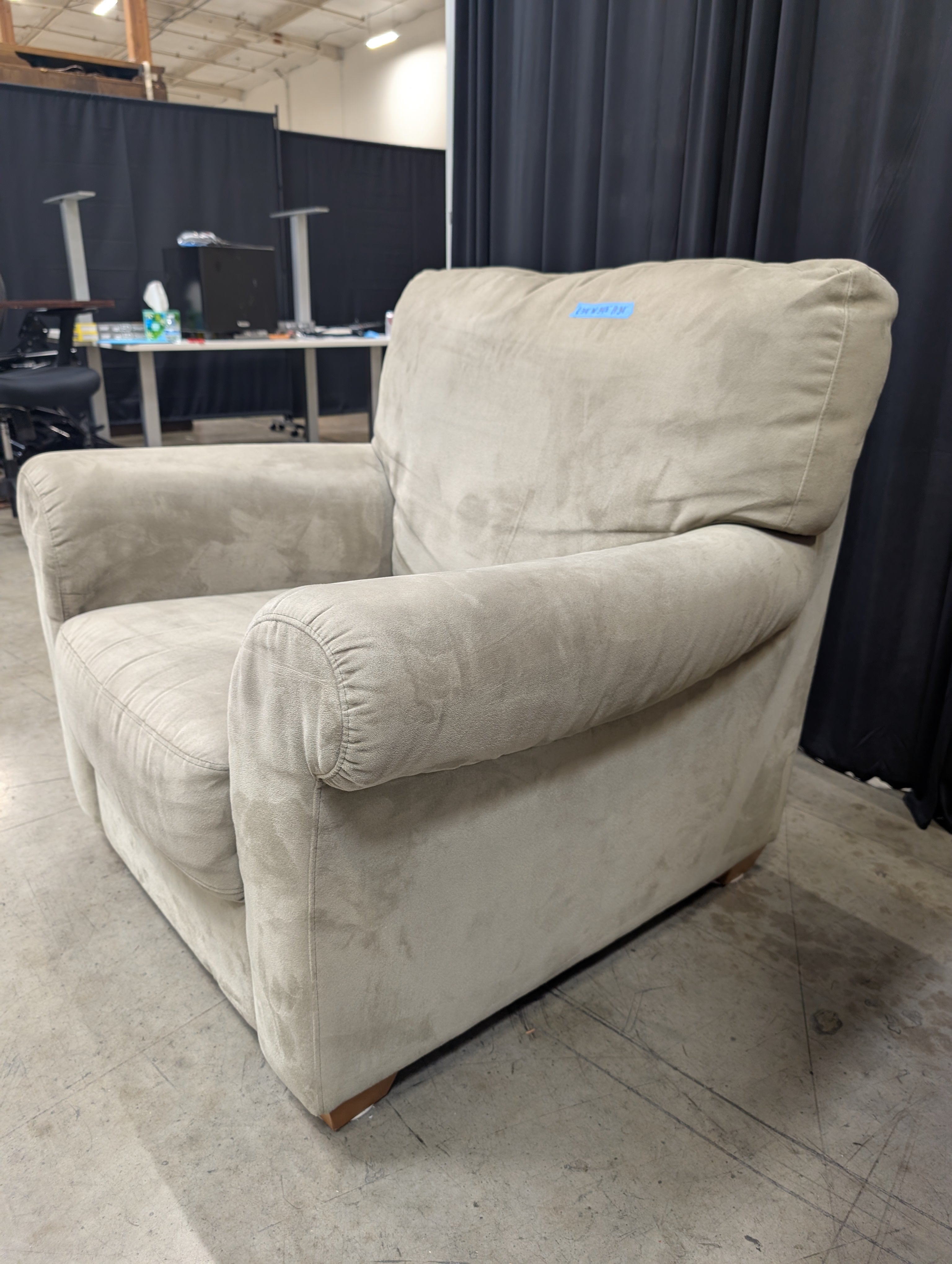 Grey Microfiber Rolled Arm Armchair