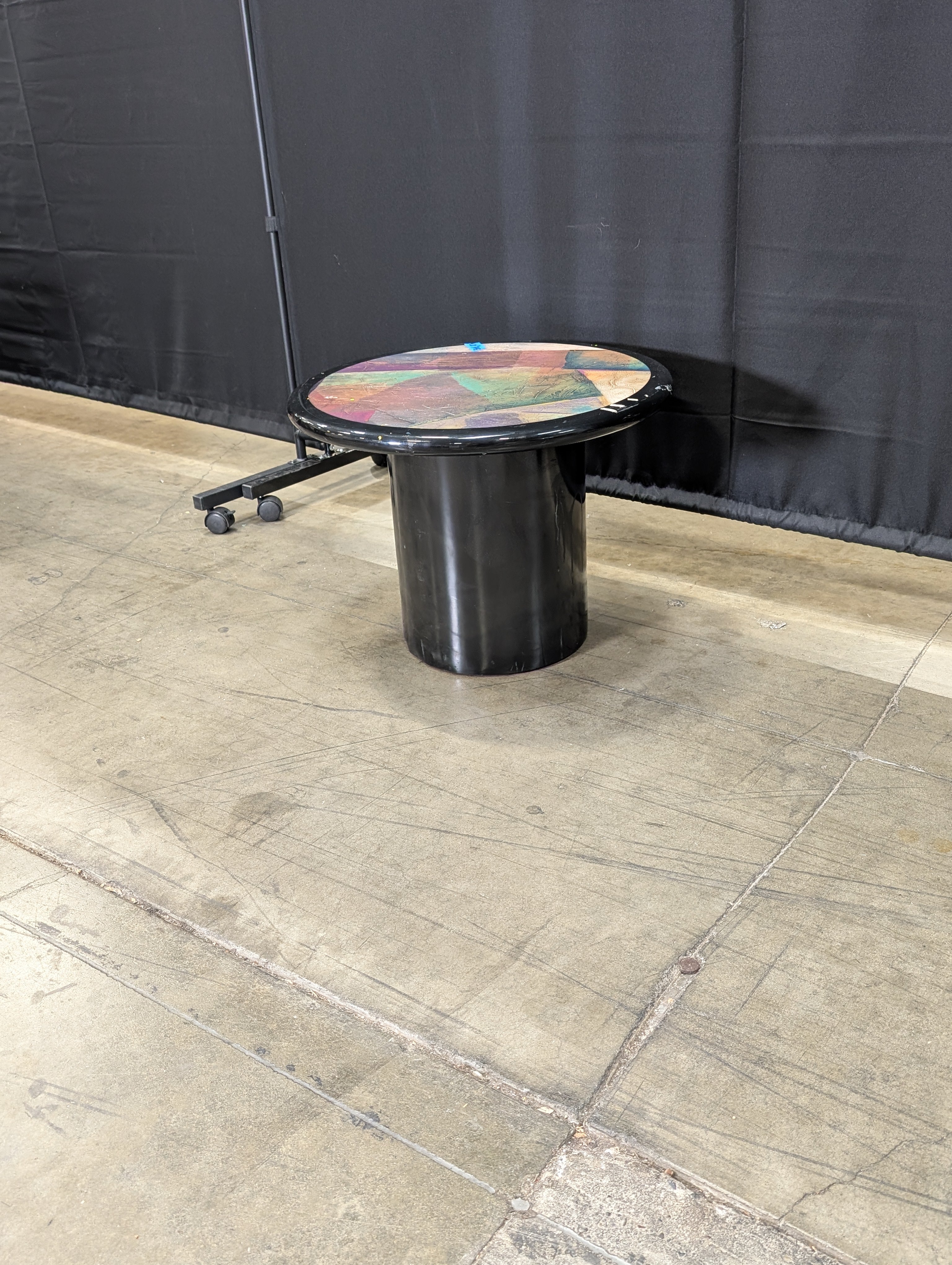 Abstract Art Top Pedestal Side Table