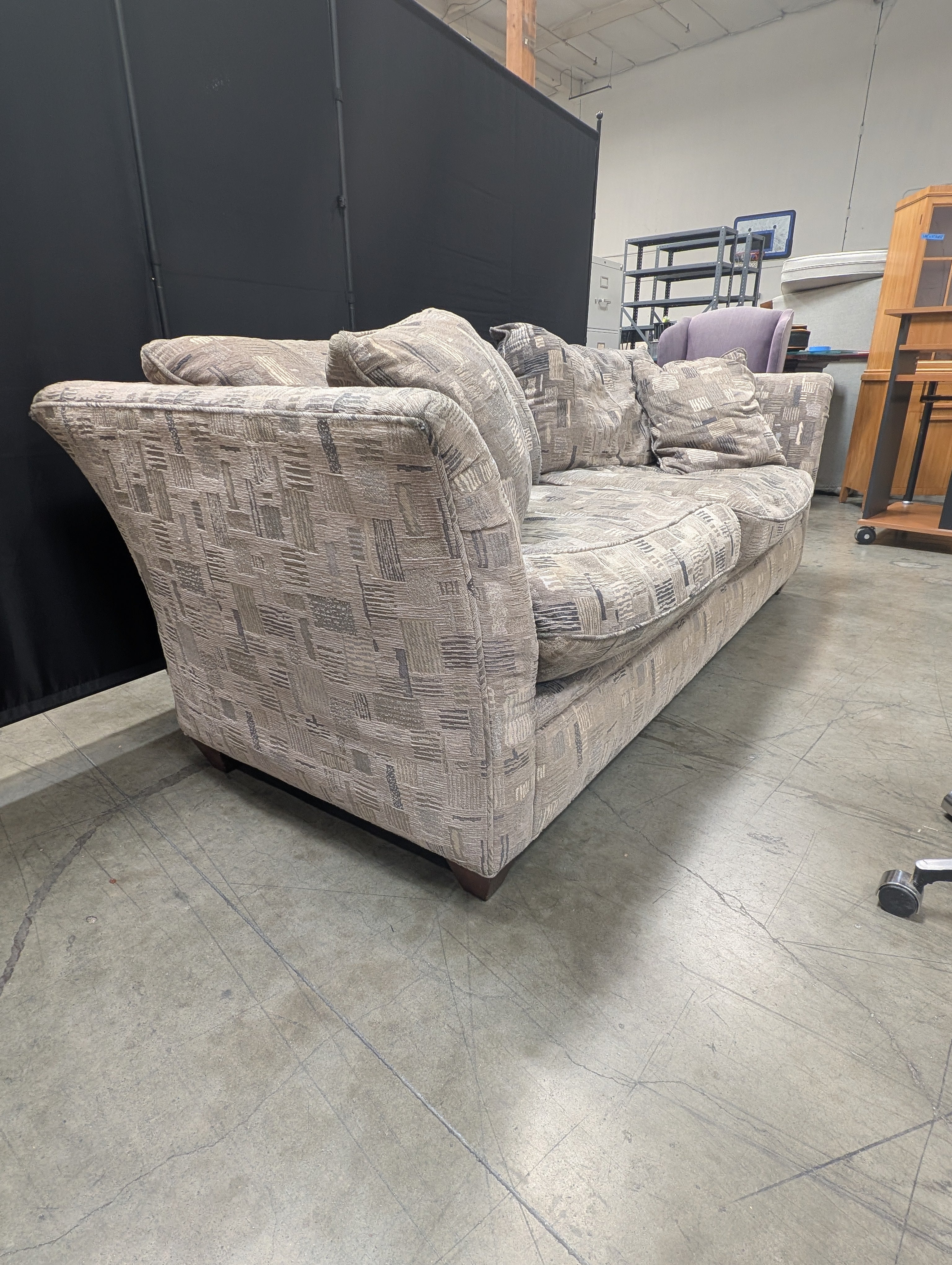 Upholstered Three-Seater Sofa with Abstract Geometric Pattern
