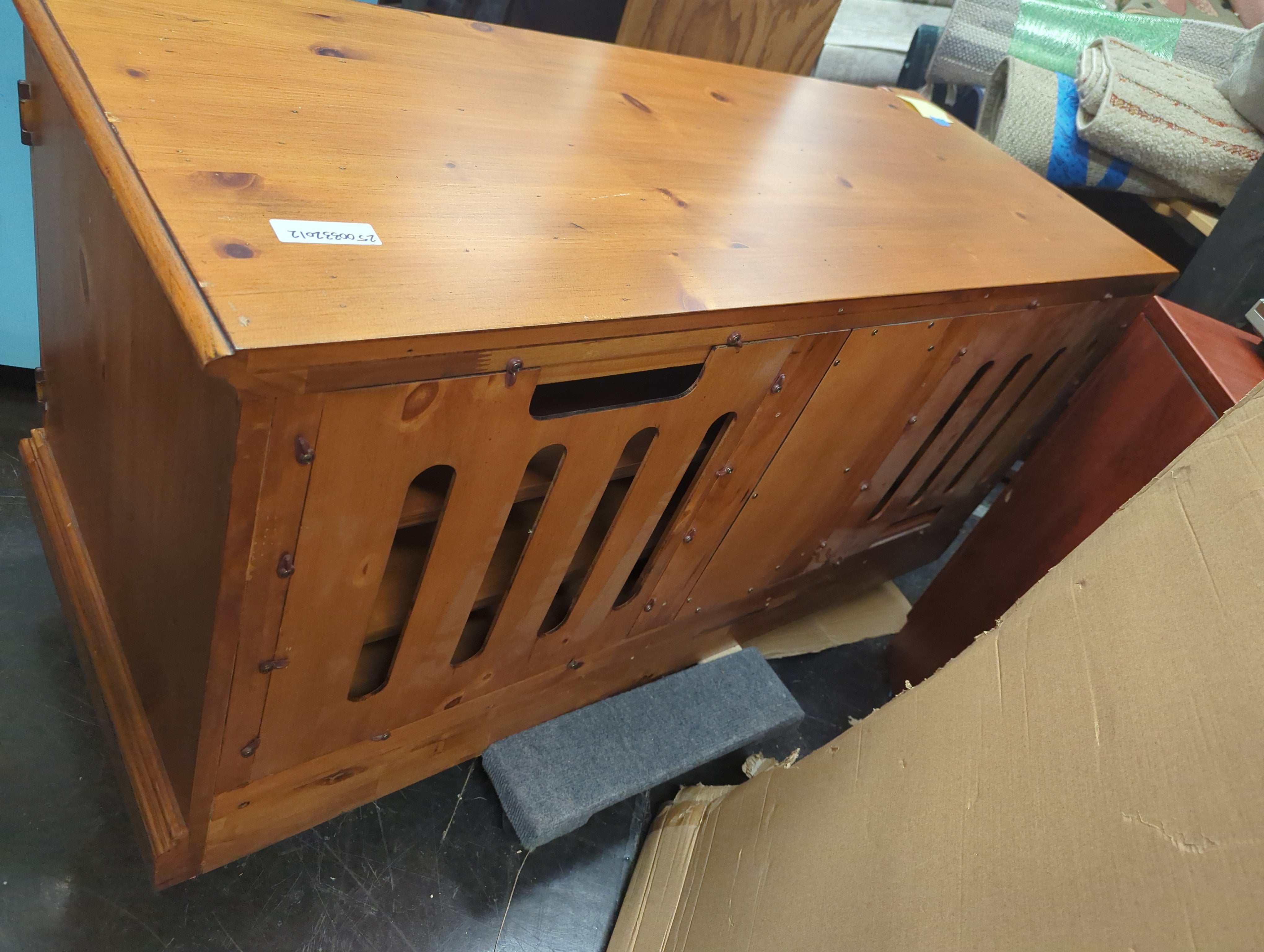 Rustic Wood Media Console with Glass Doors