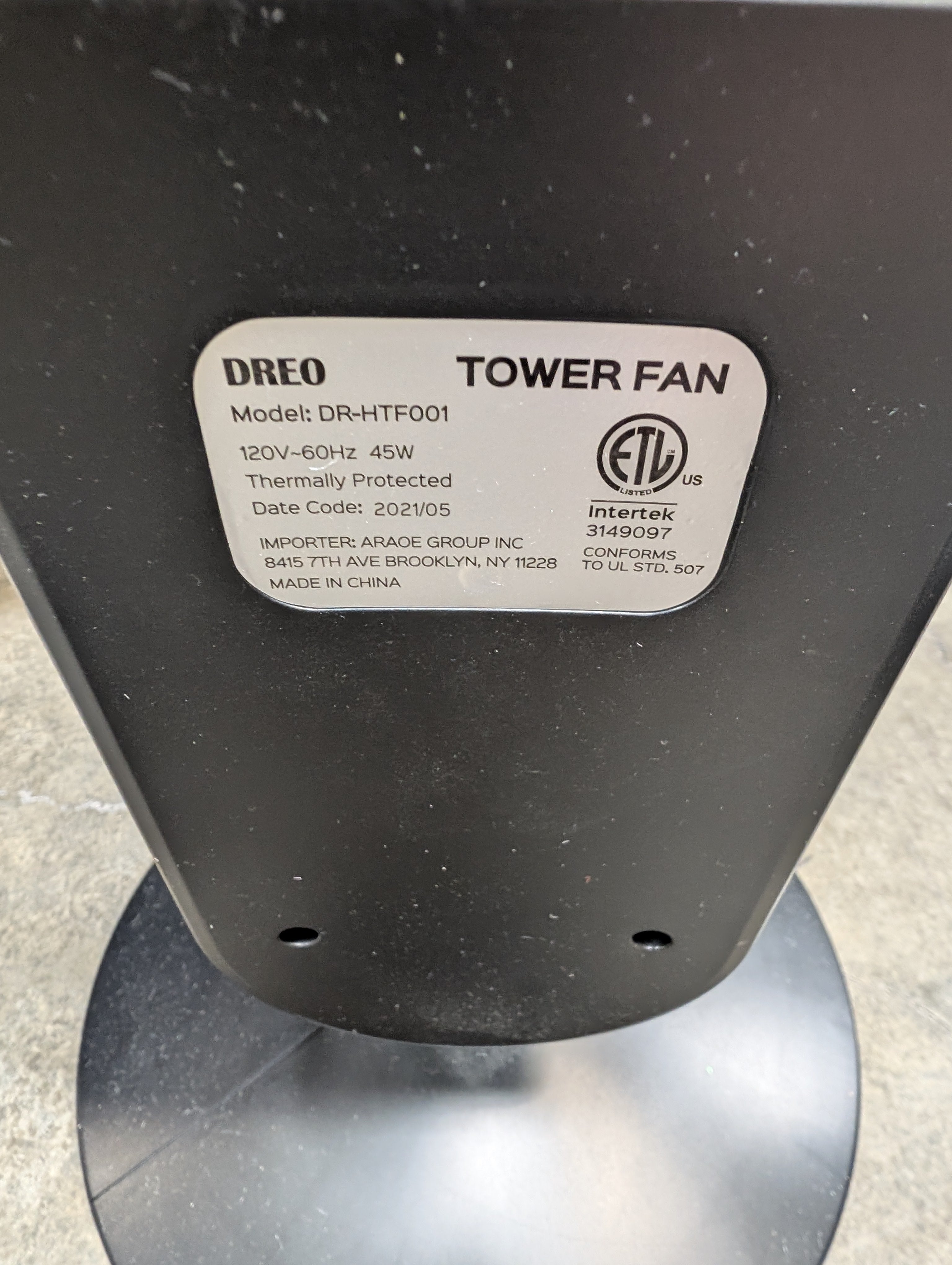 DREO Oscillating Black Tower Fan with Digital Controls