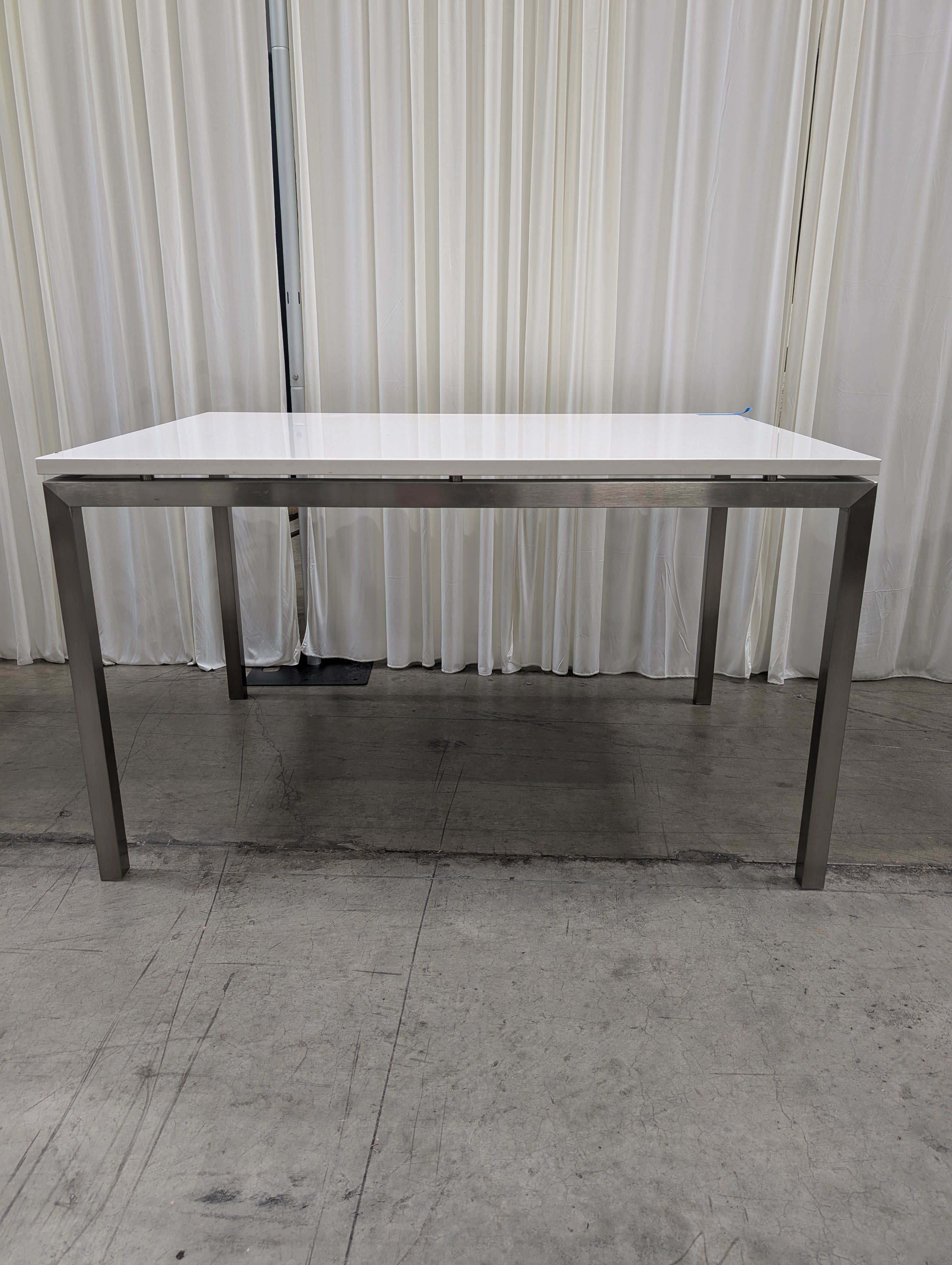 Rectangular Light Top Dining Table with Metal Legs