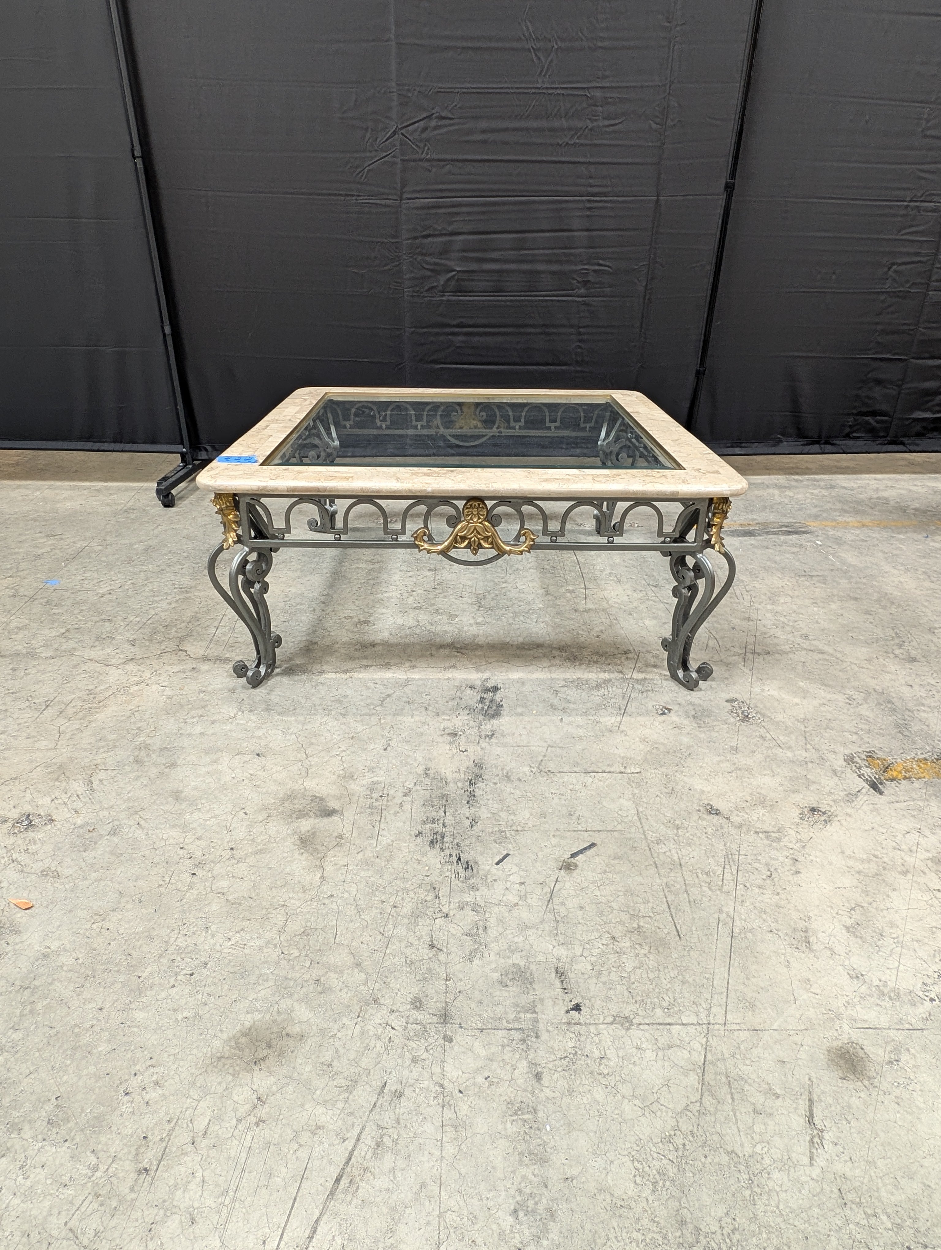 Decorative Stone Top and Metal Base Accent Tables