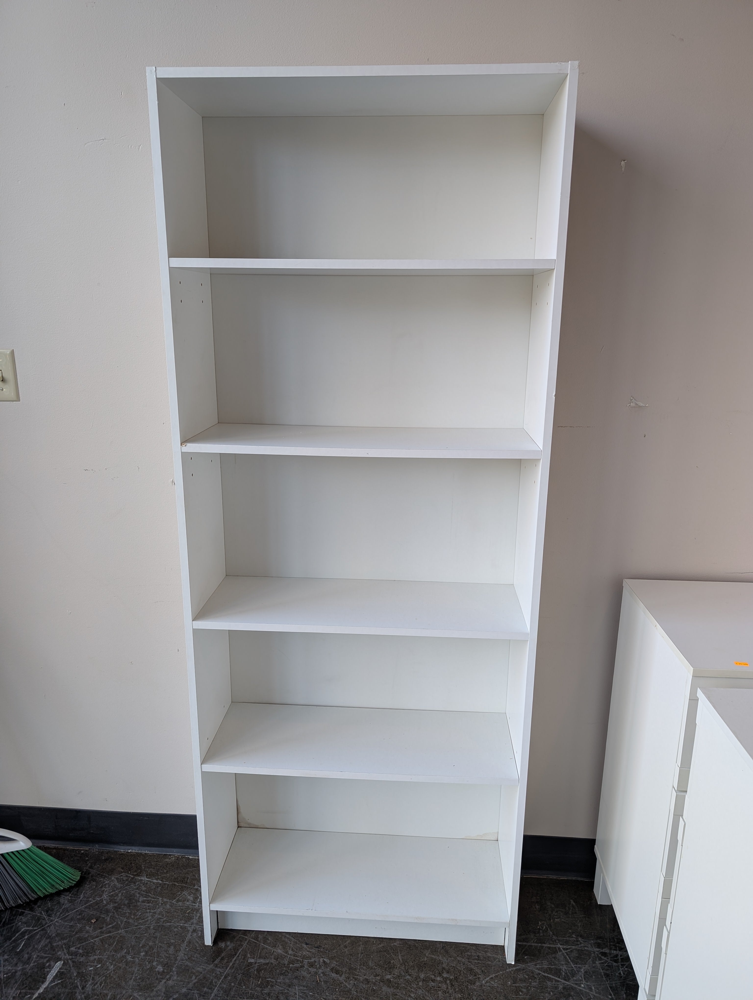 White Five-Shelf Storage Bookcase