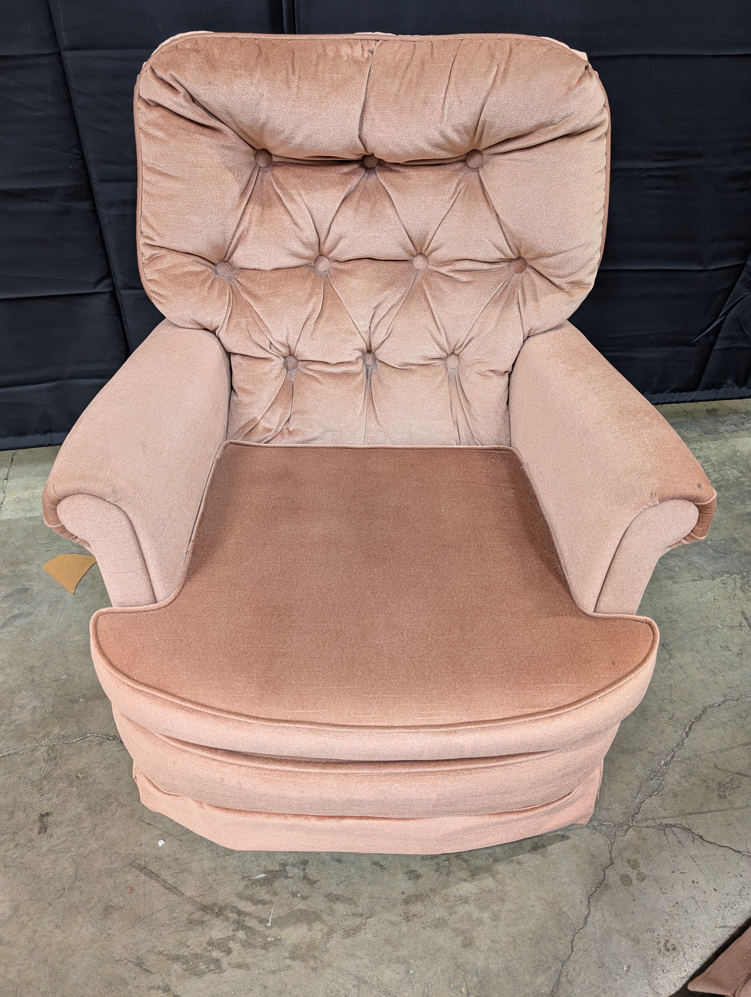 Plush Dusty Rose Upholstered Armchair and Ottoman Set