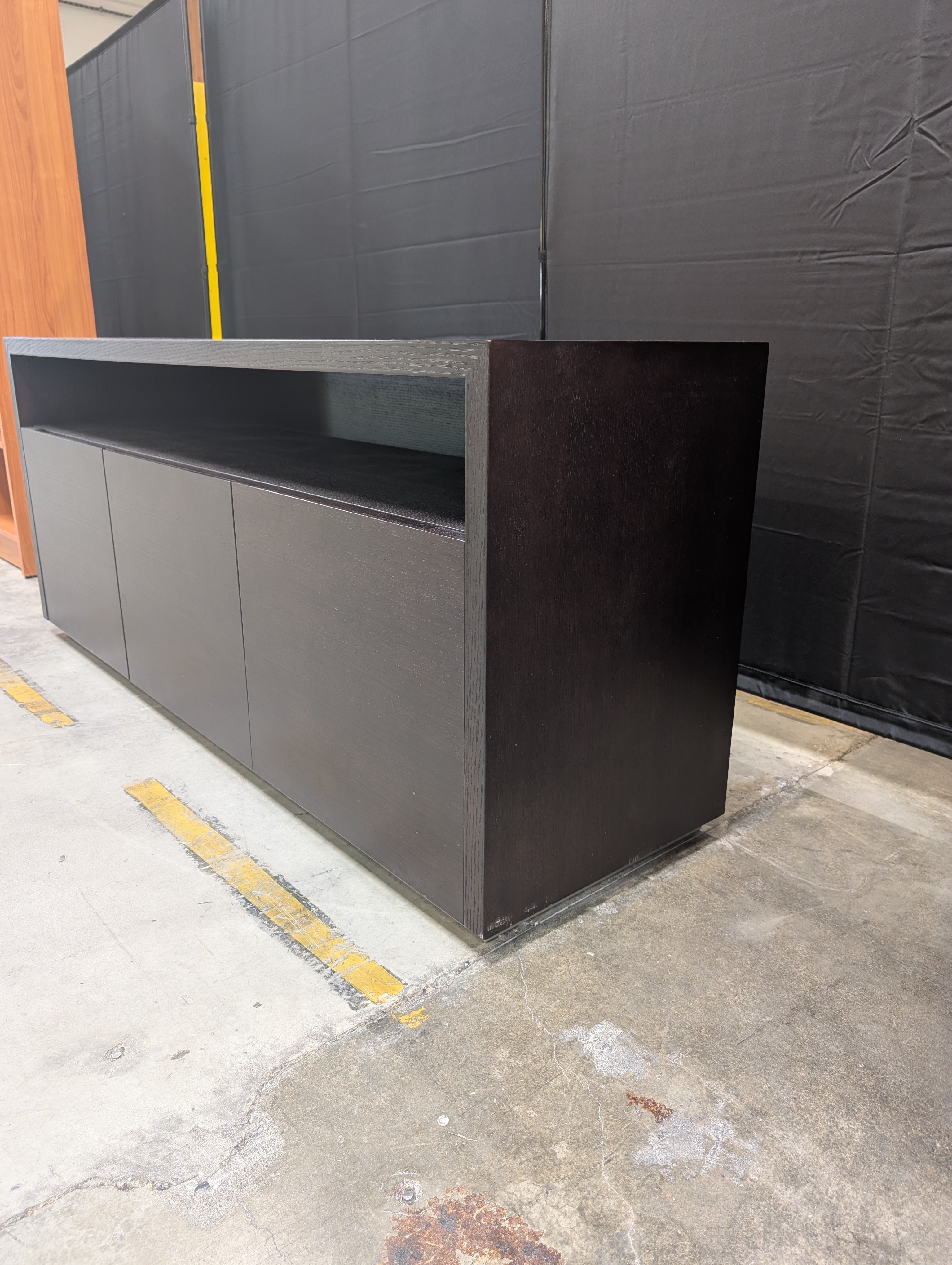 Dark Brown Minimalist TV Stand with Open Shelf
