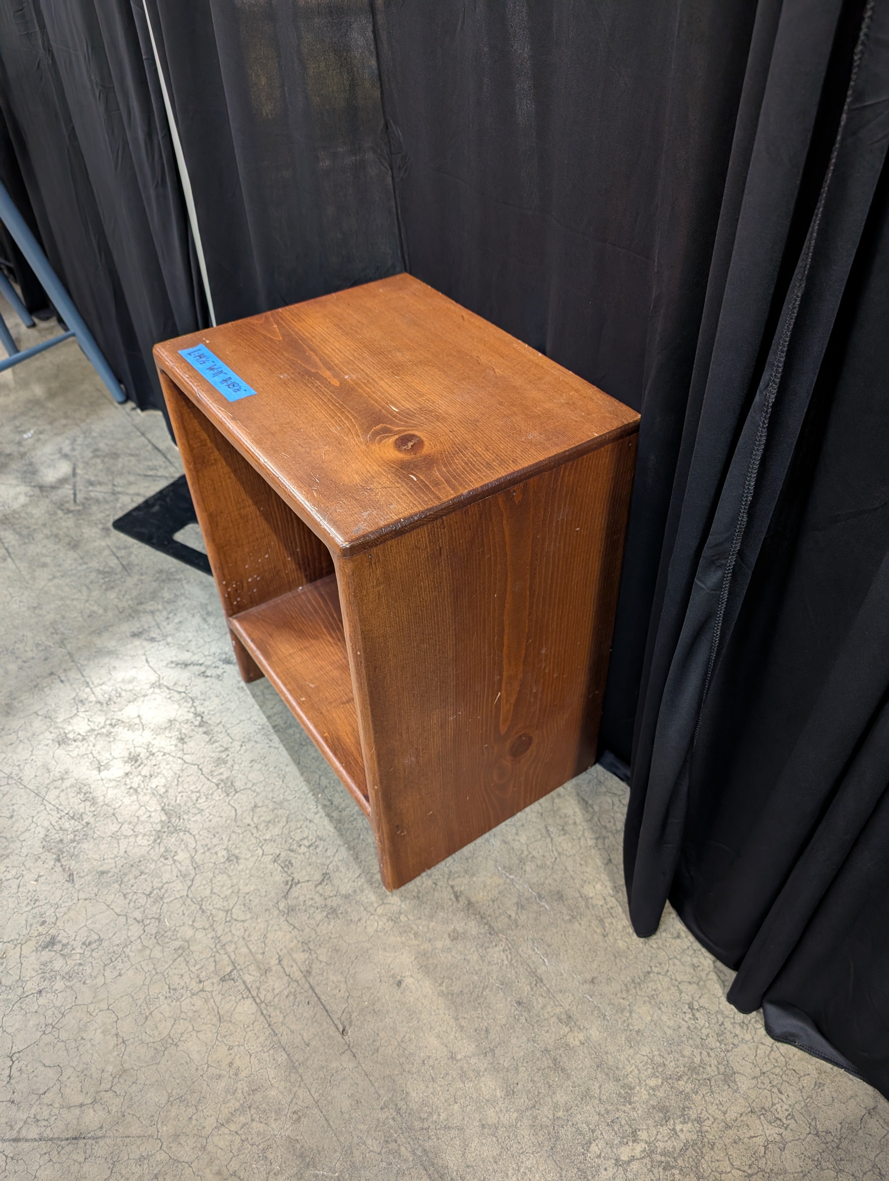 Open Shelf Cube Nightstand in Dark Wood