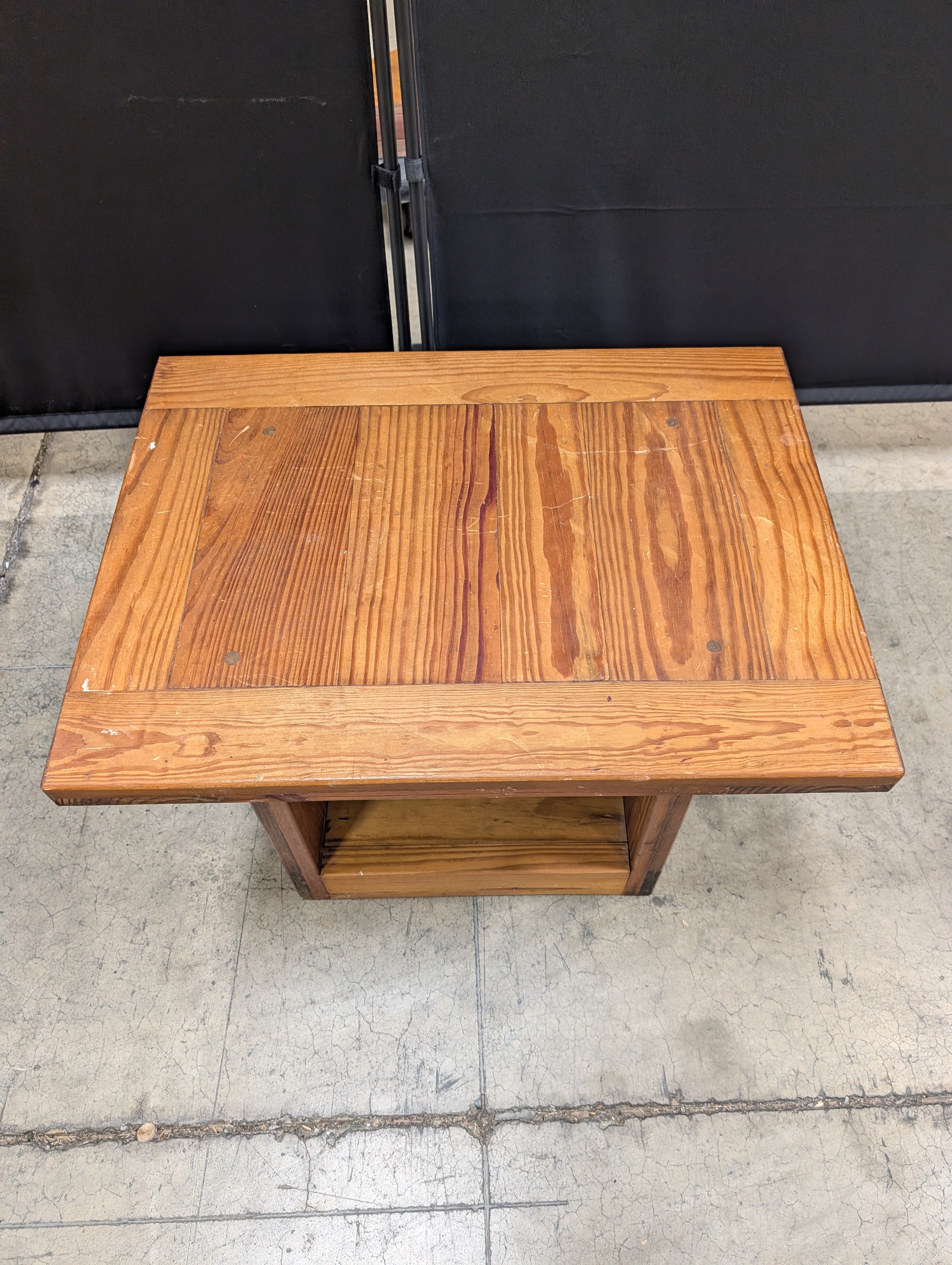 Rustic Wood Side Table with Lower Shelf