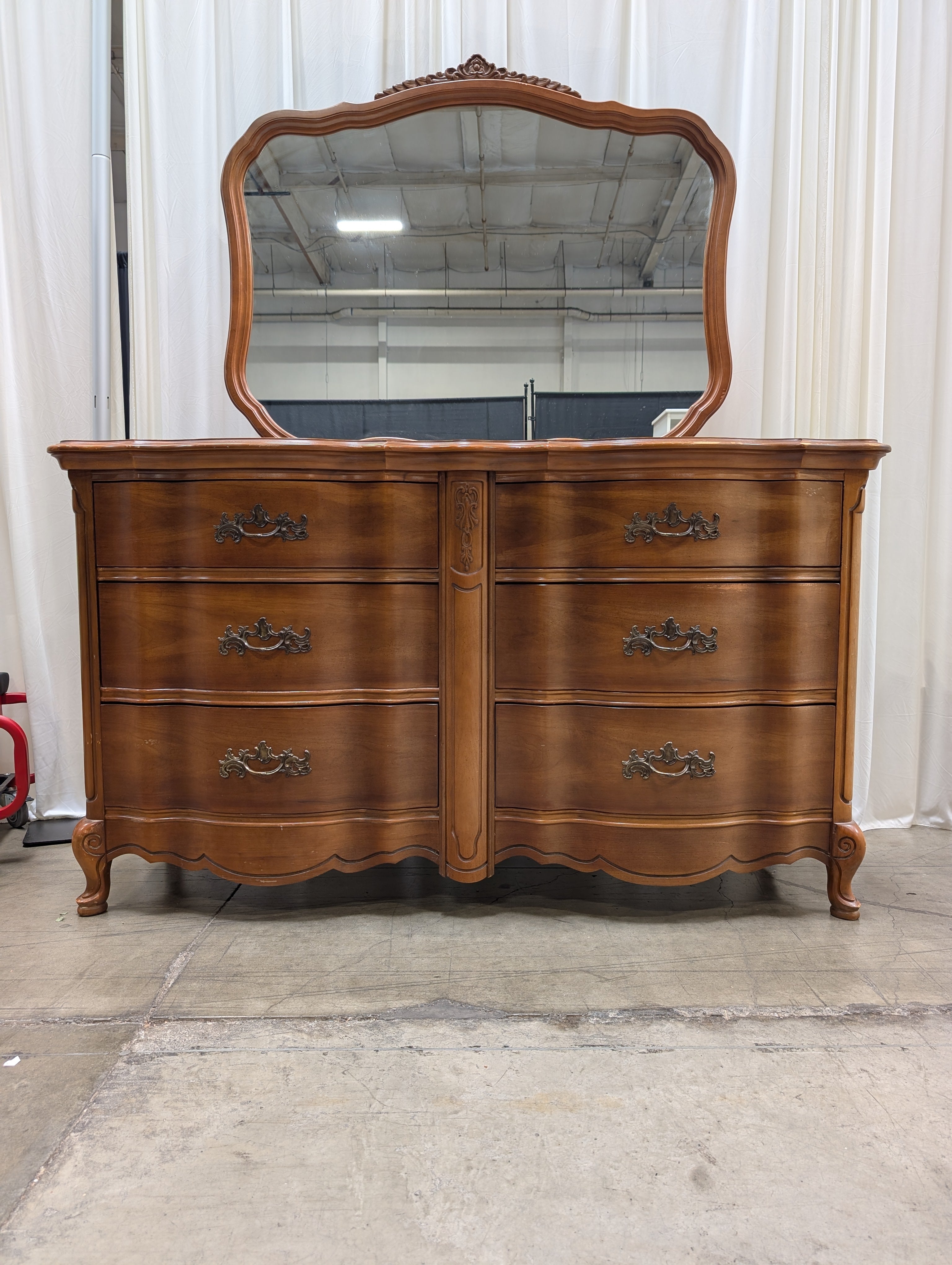 BASSETT French Provincial Wood Dresser with Matching Mirror