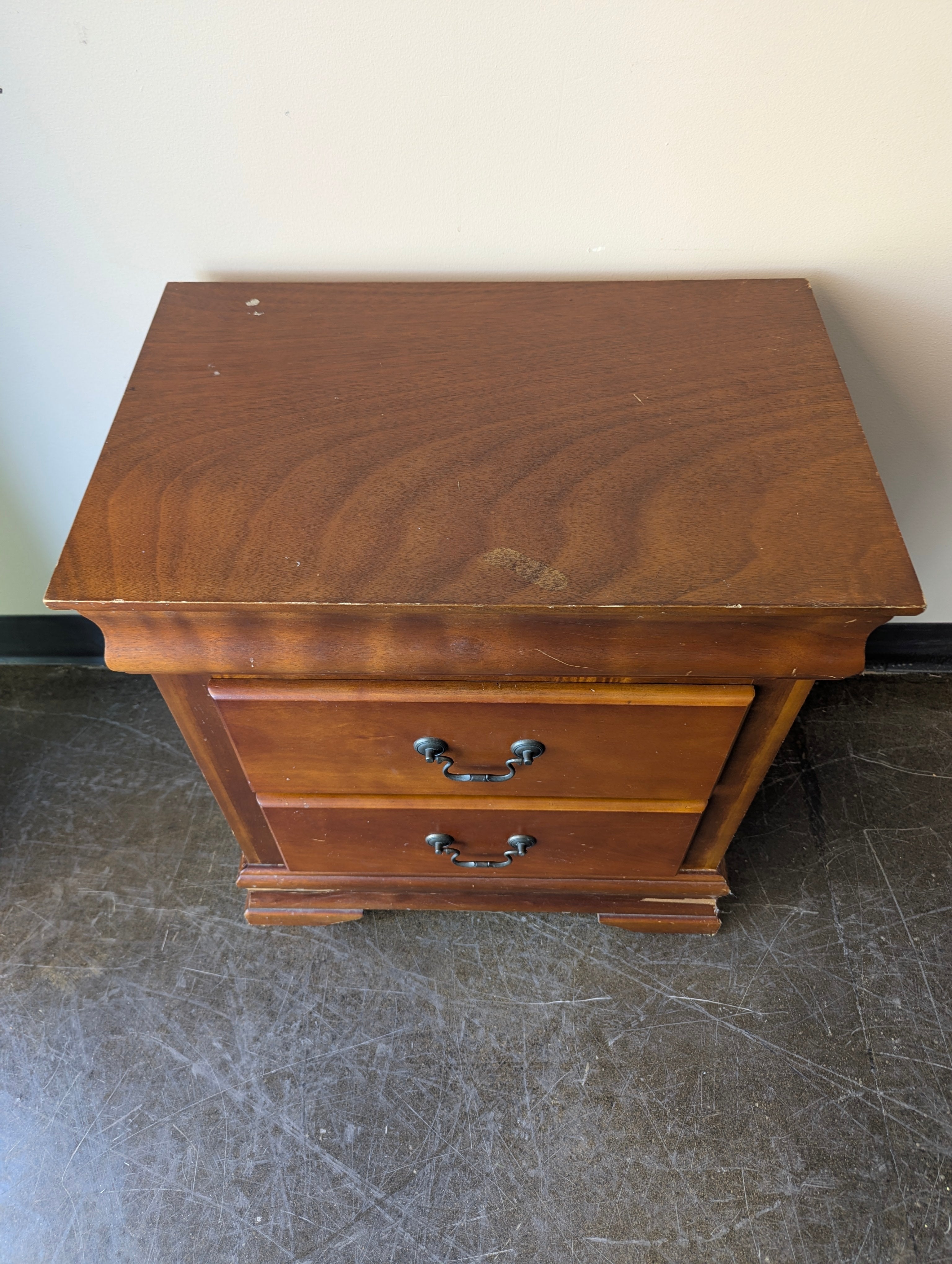 Traditional Wood Nightstand with Two Drawers