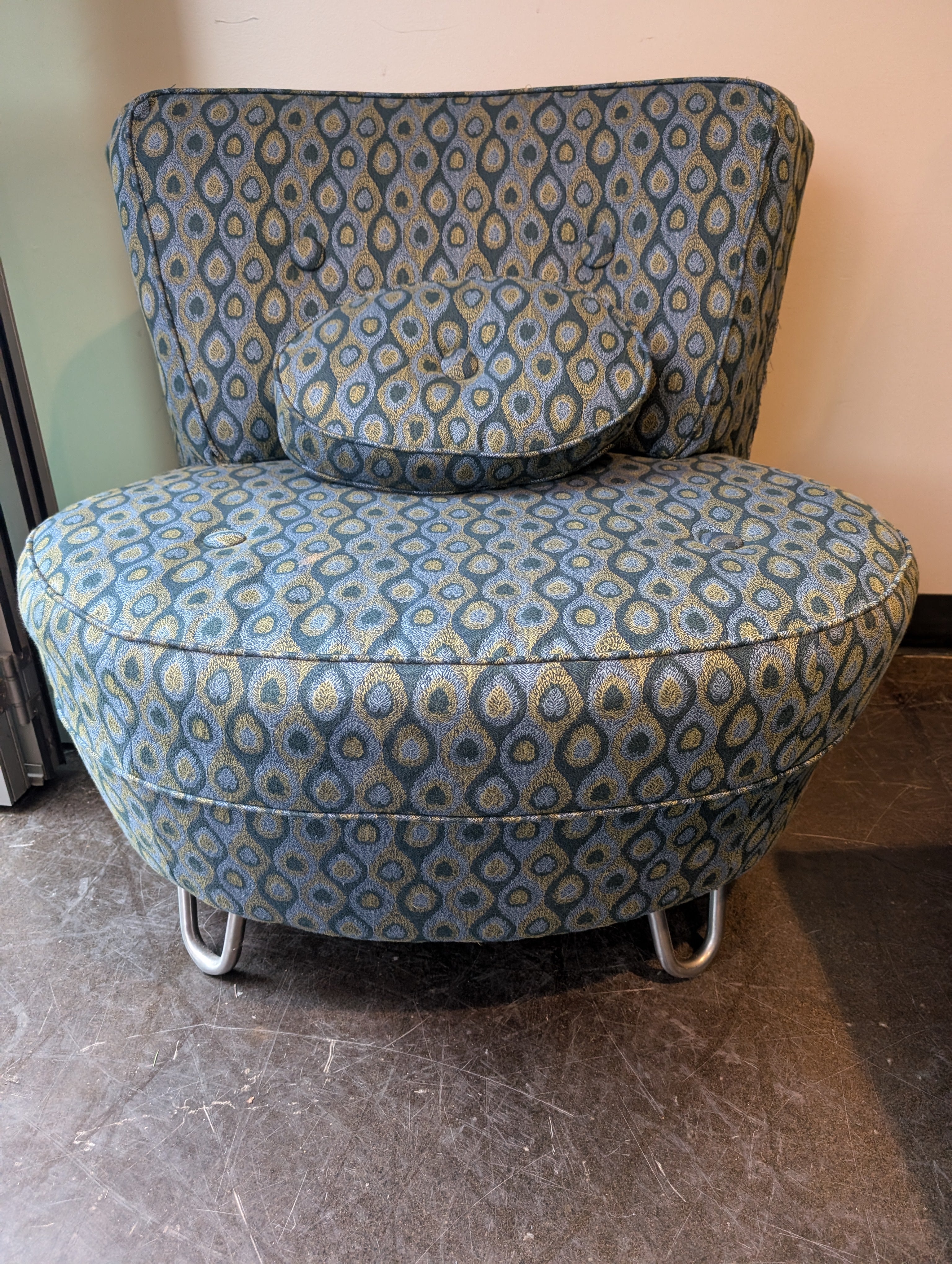 Geometric Patterned Accent Chair and Ottoman Set