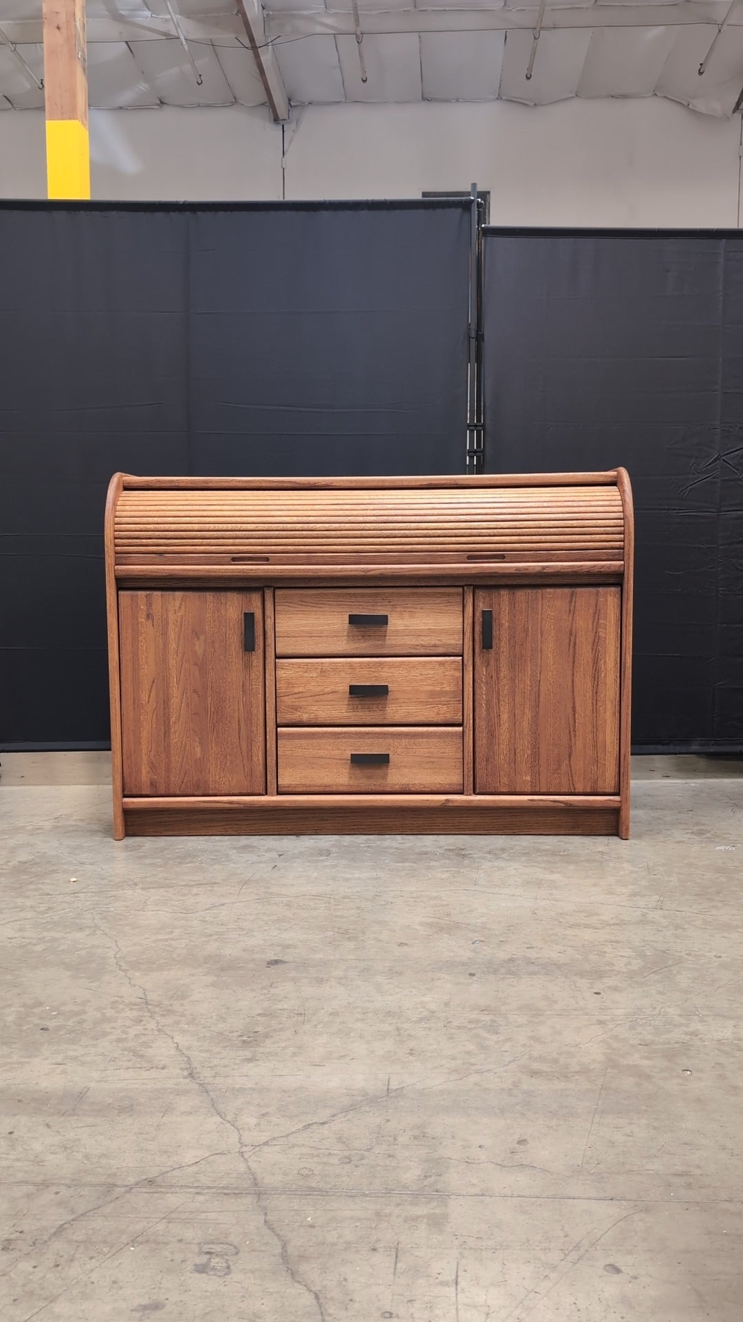 Hardwood Media Console with Storage and Drawers