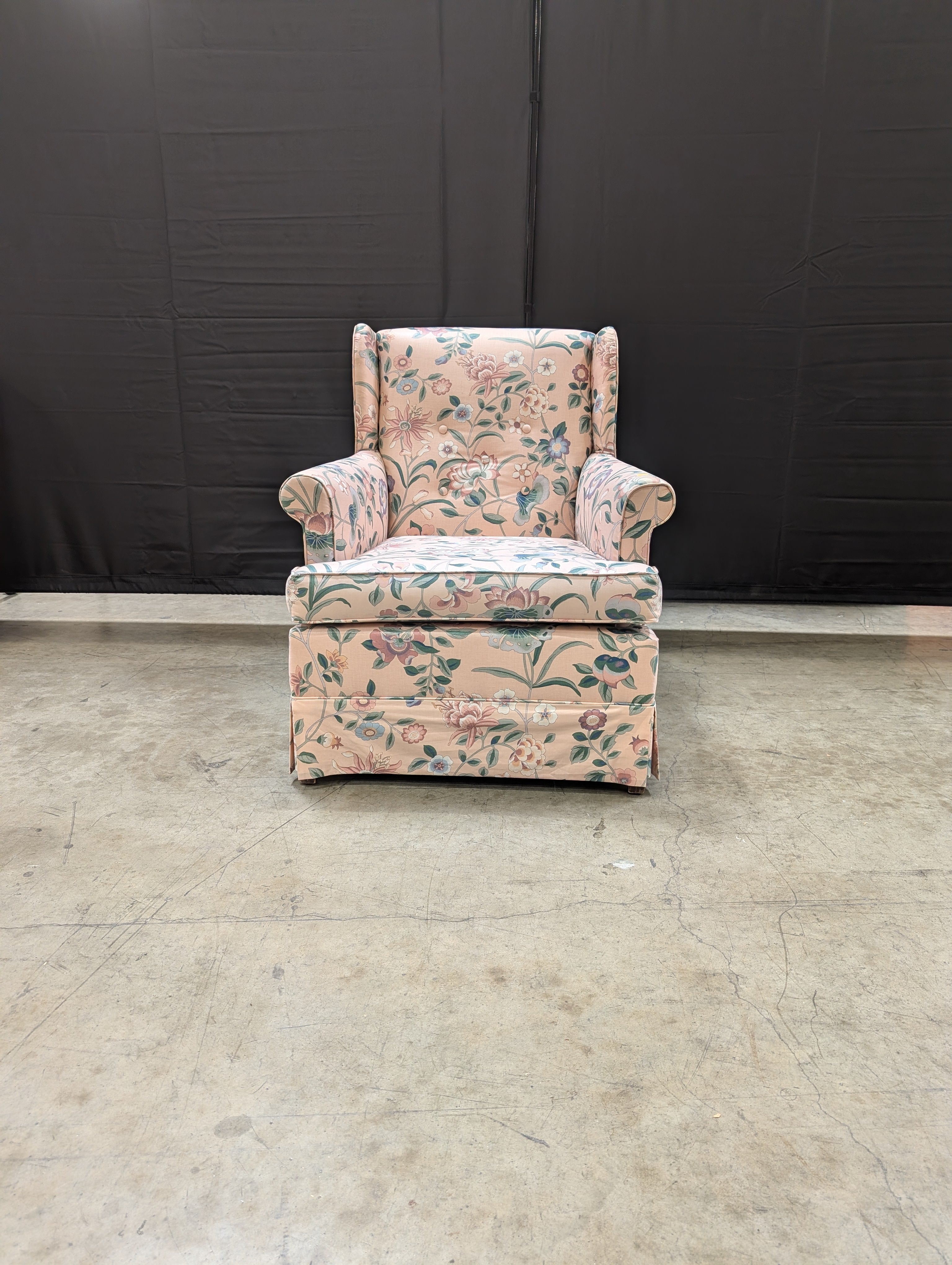 Floral Botanical Upholstered Wingback Armchair