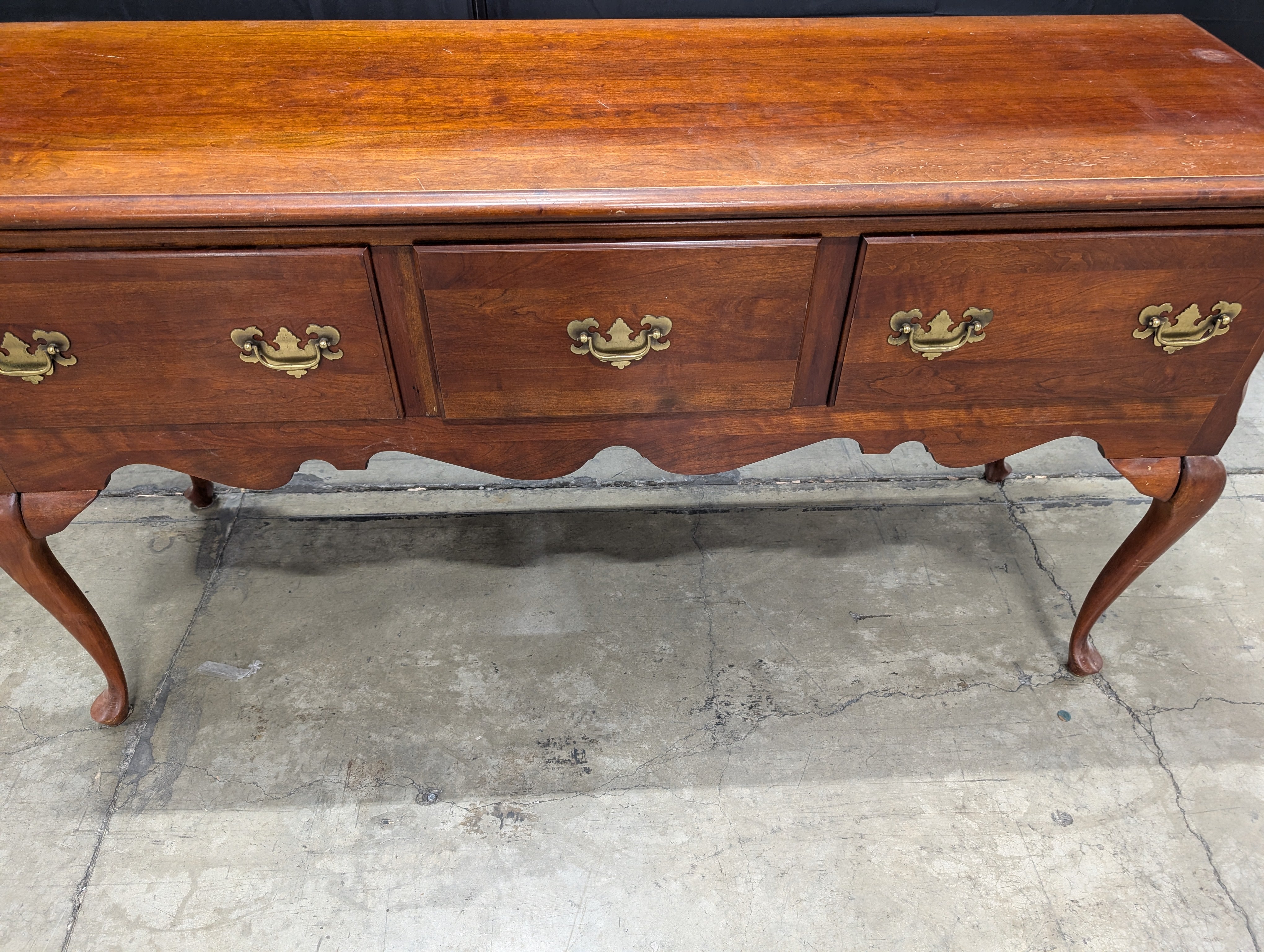 Vintage Cherry Finish Wood Sideboard with Cabriole Legs