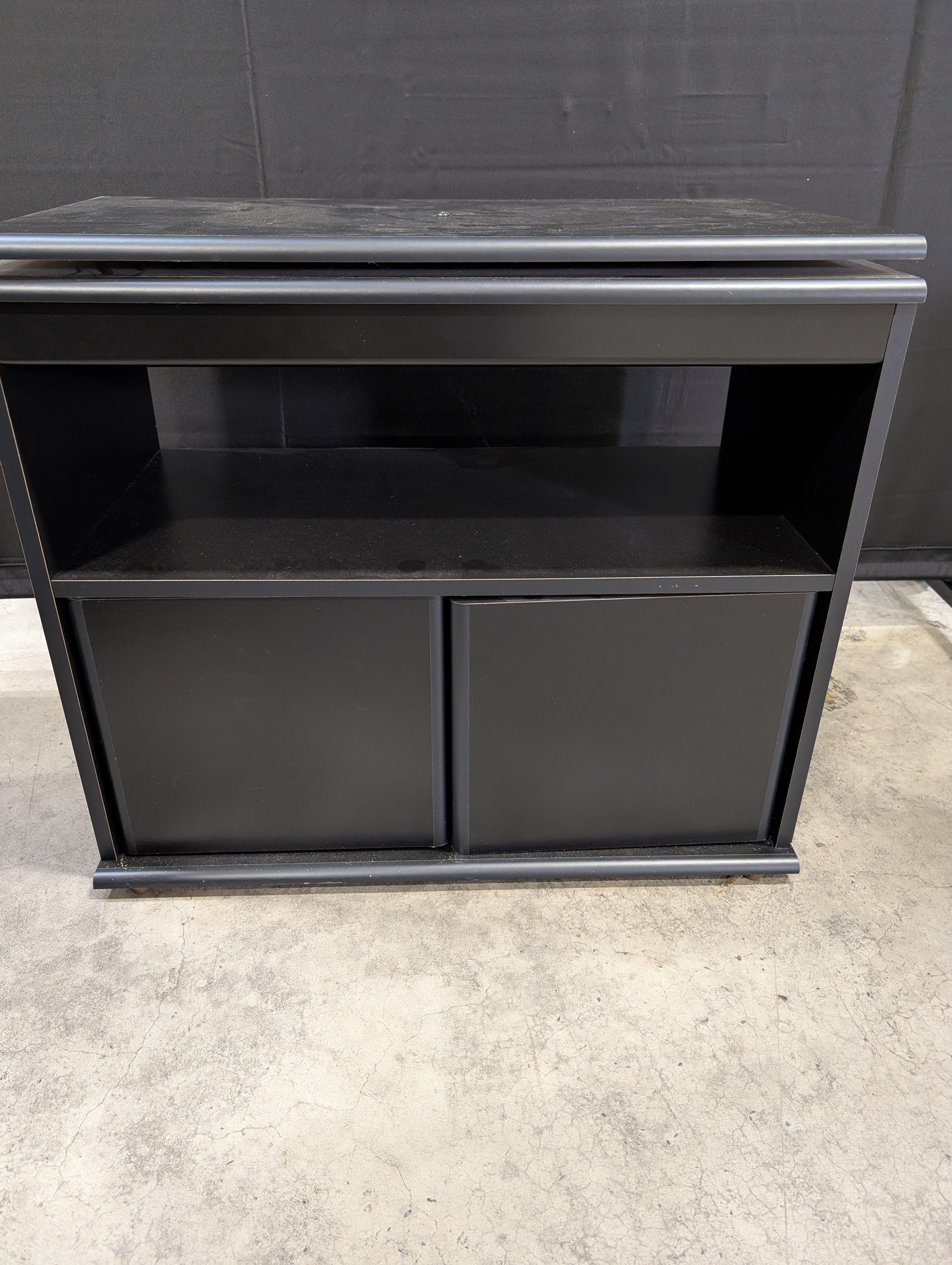 Modern Dark Wood Storage Cabinet with Sliding Doors