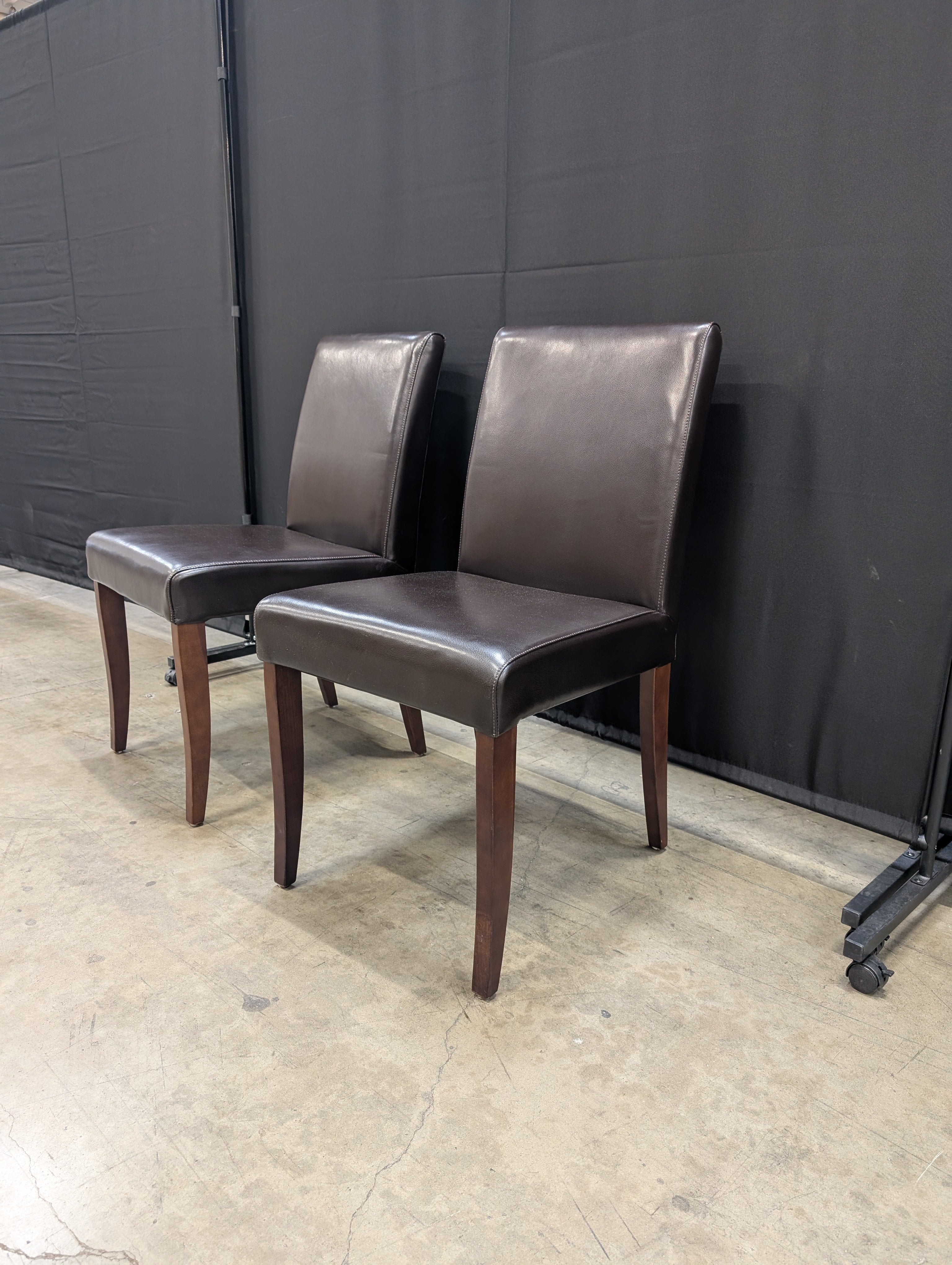 Pair of Brown Leather Jason Furniture Dining Chairs