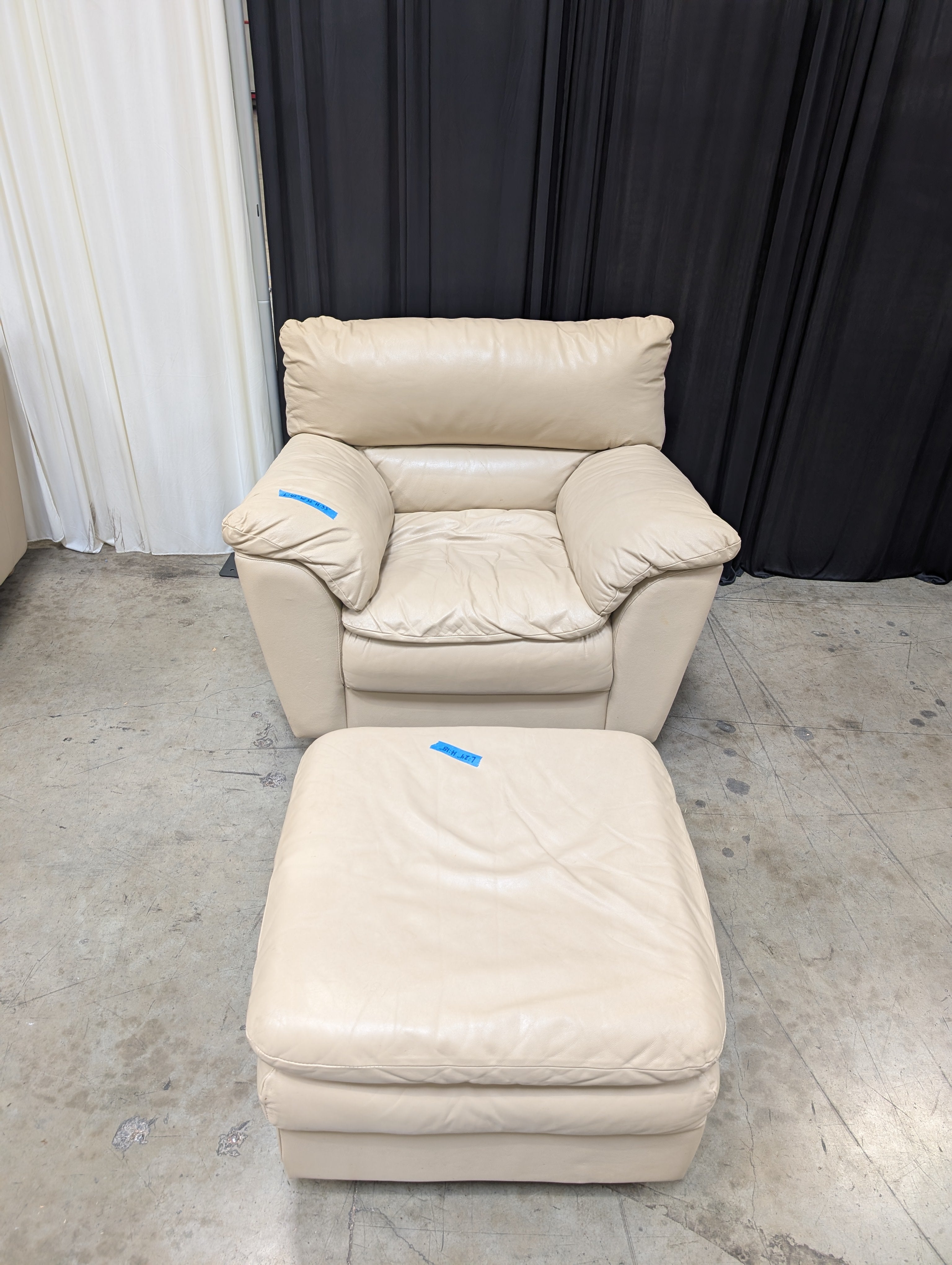 Plush Cream Armchair with Matching Ottoman