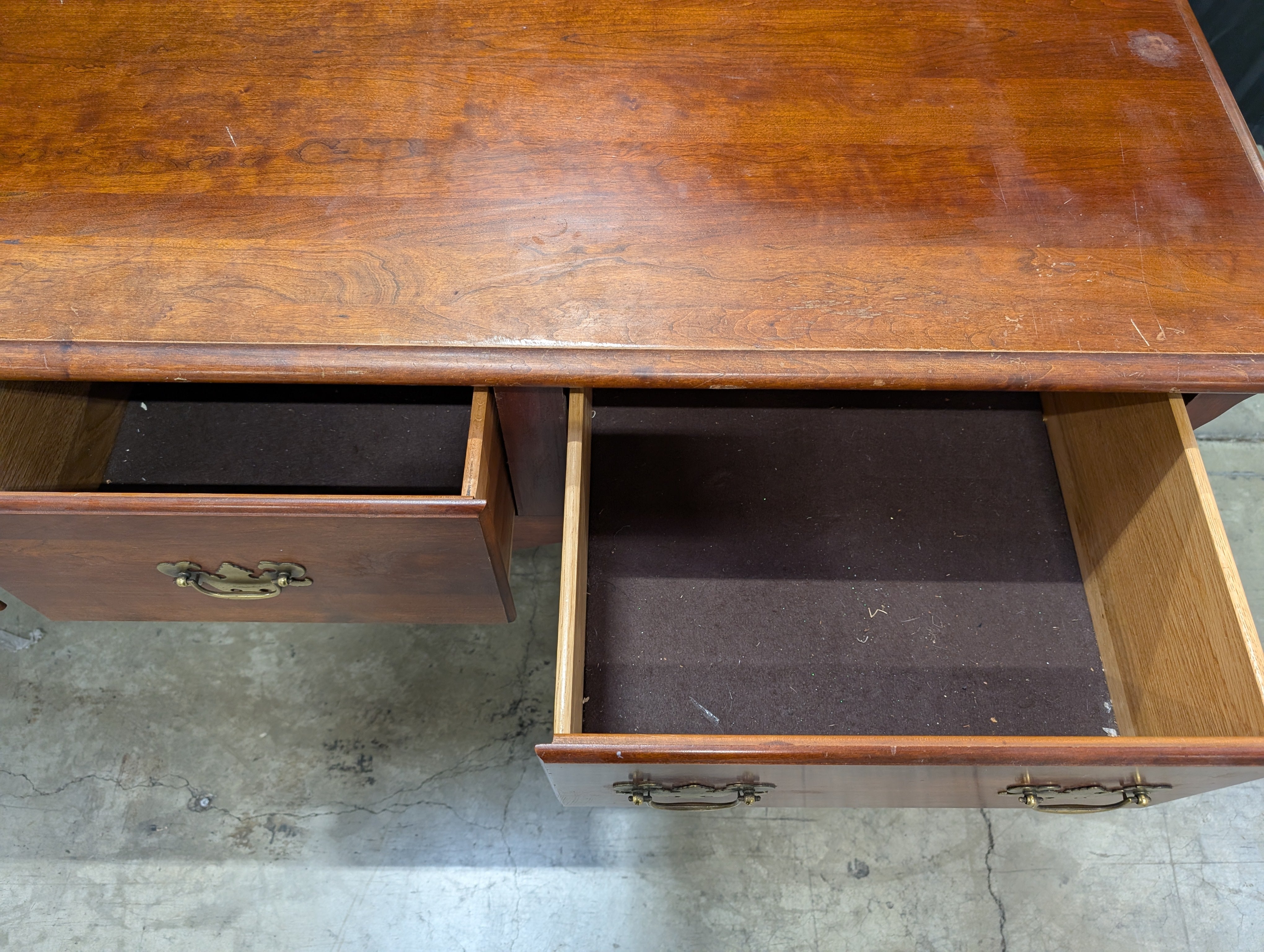 Vintage Cherry Finish Wood Sideboard with Cabriole Legs