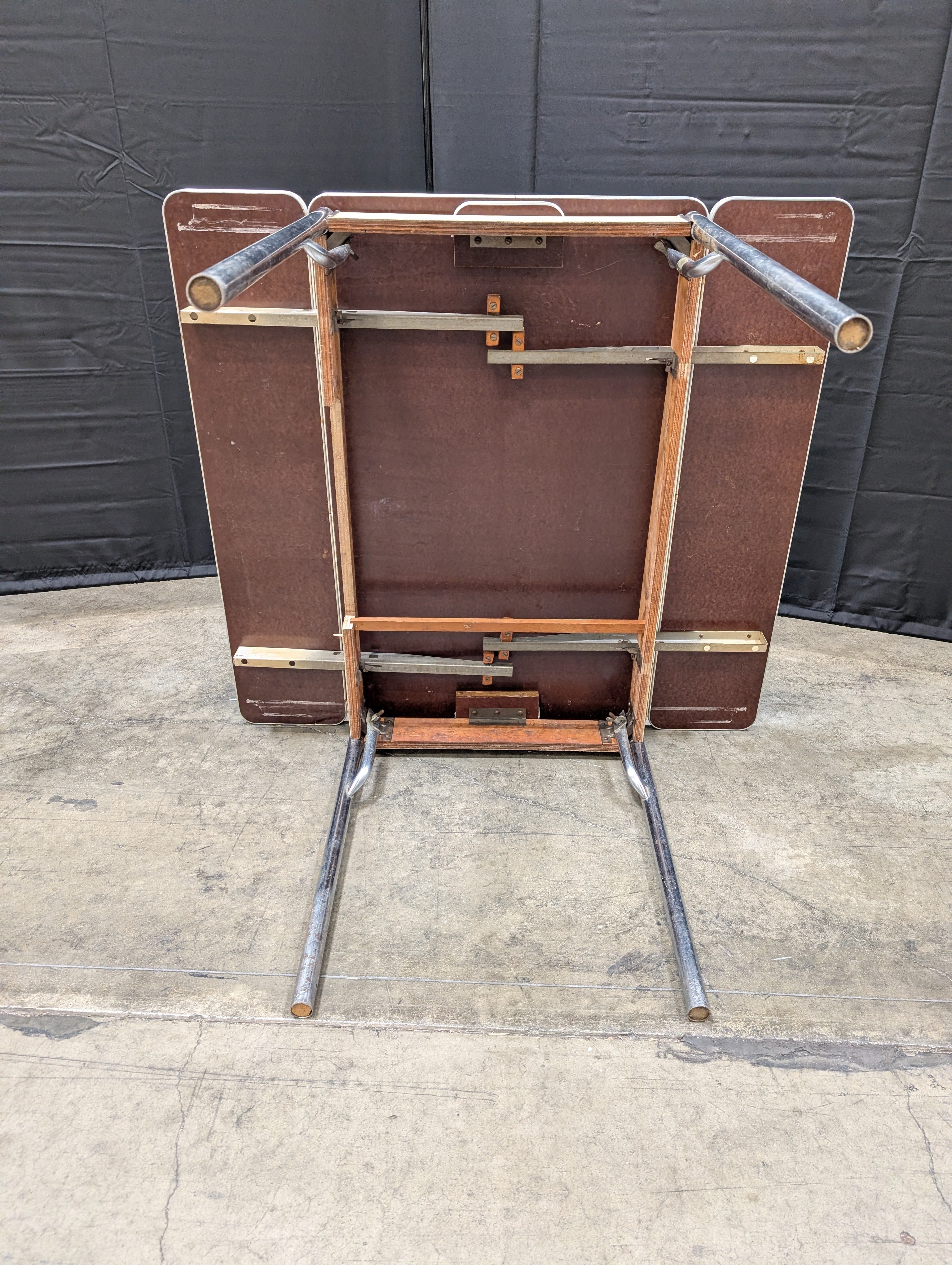Retro Blue Laminated Extendable Folding Utility Table - Portable Design