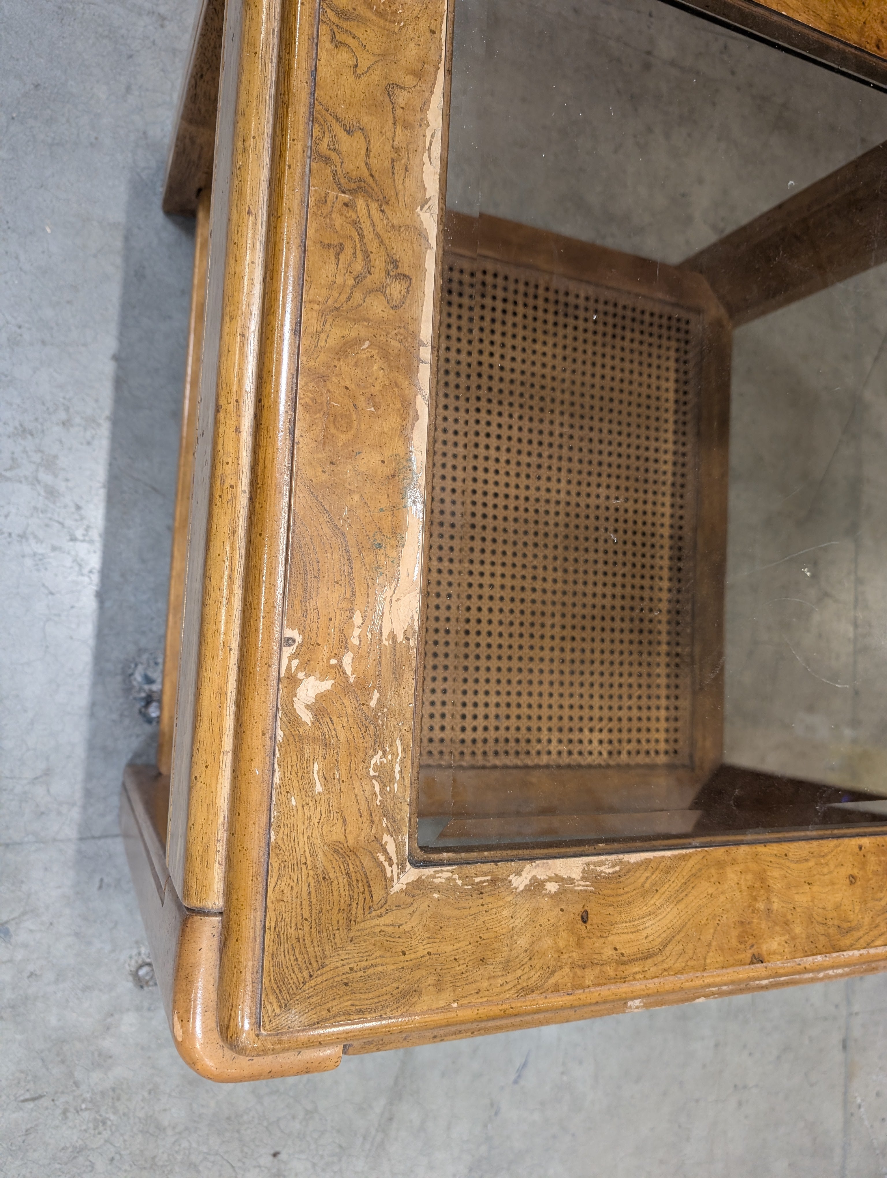 Vintage Style Wood and Glass Square Accent Table