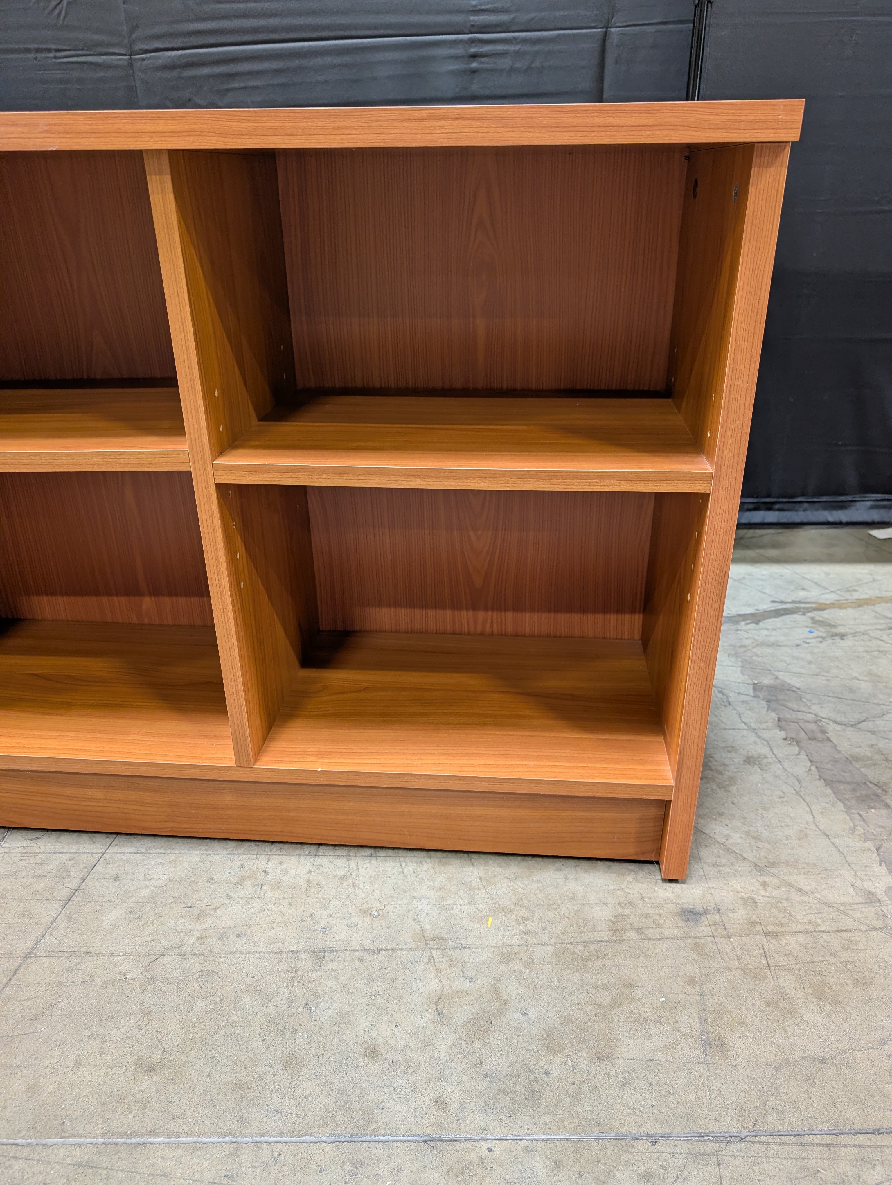 Multi-Compartment Wood Finish Storage Shelf Unit