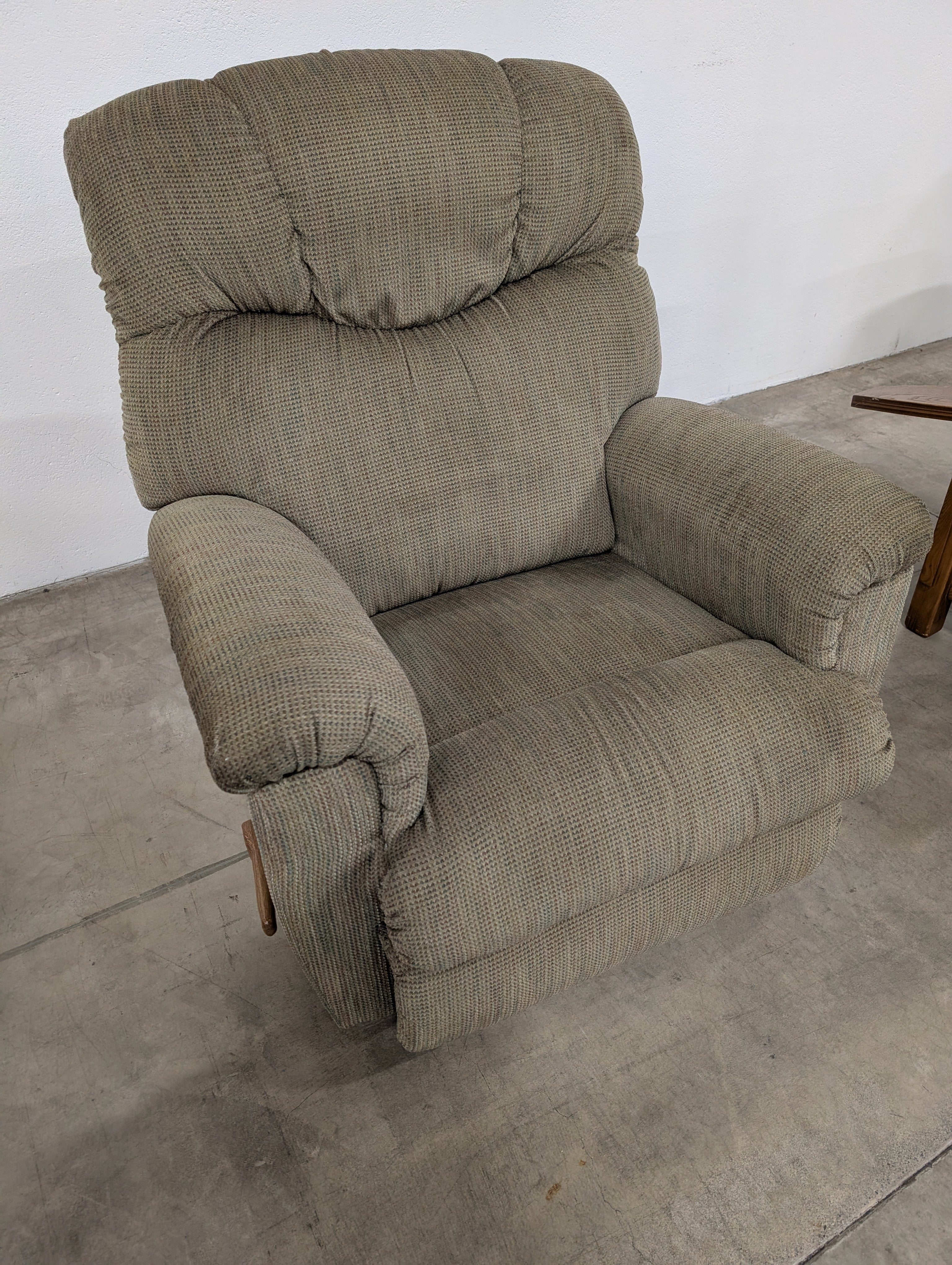 Plush Recliner Armchair, Neutral Textured Fabric