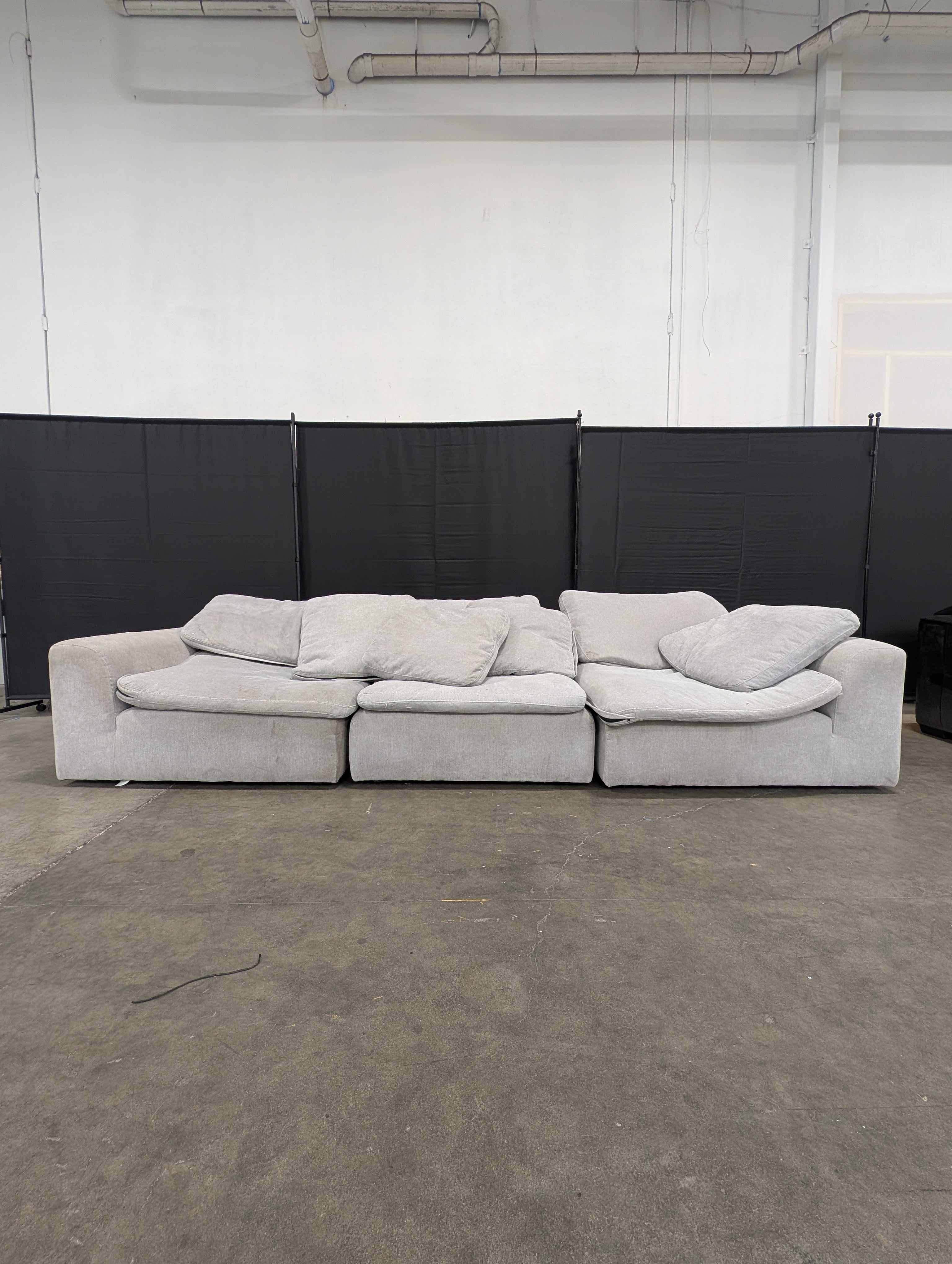 Modular Light Grey Fabric Sectional Sofa Set