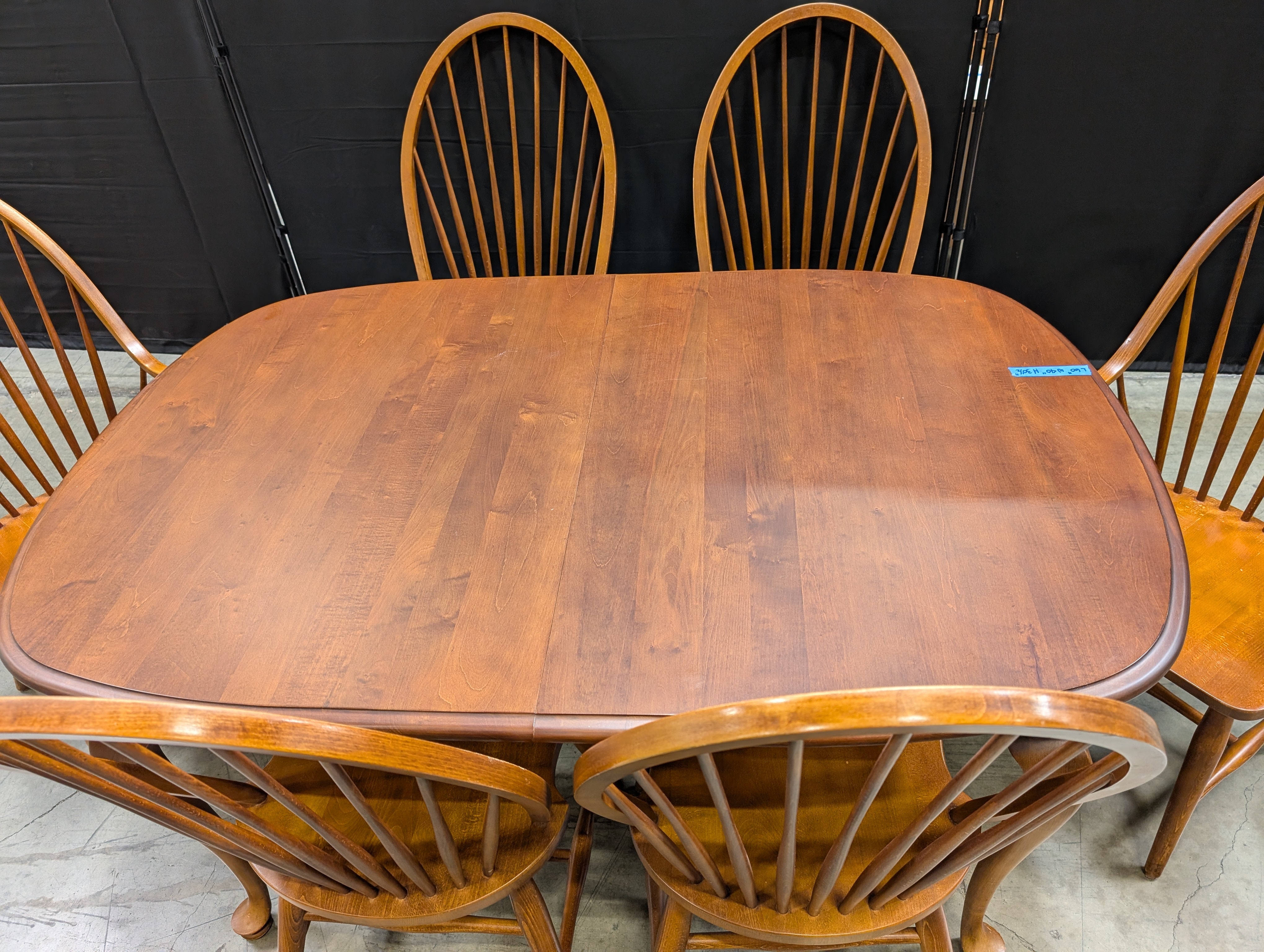 Traditional Wood Dining Table with Four Spindle Back Windsor Chairs