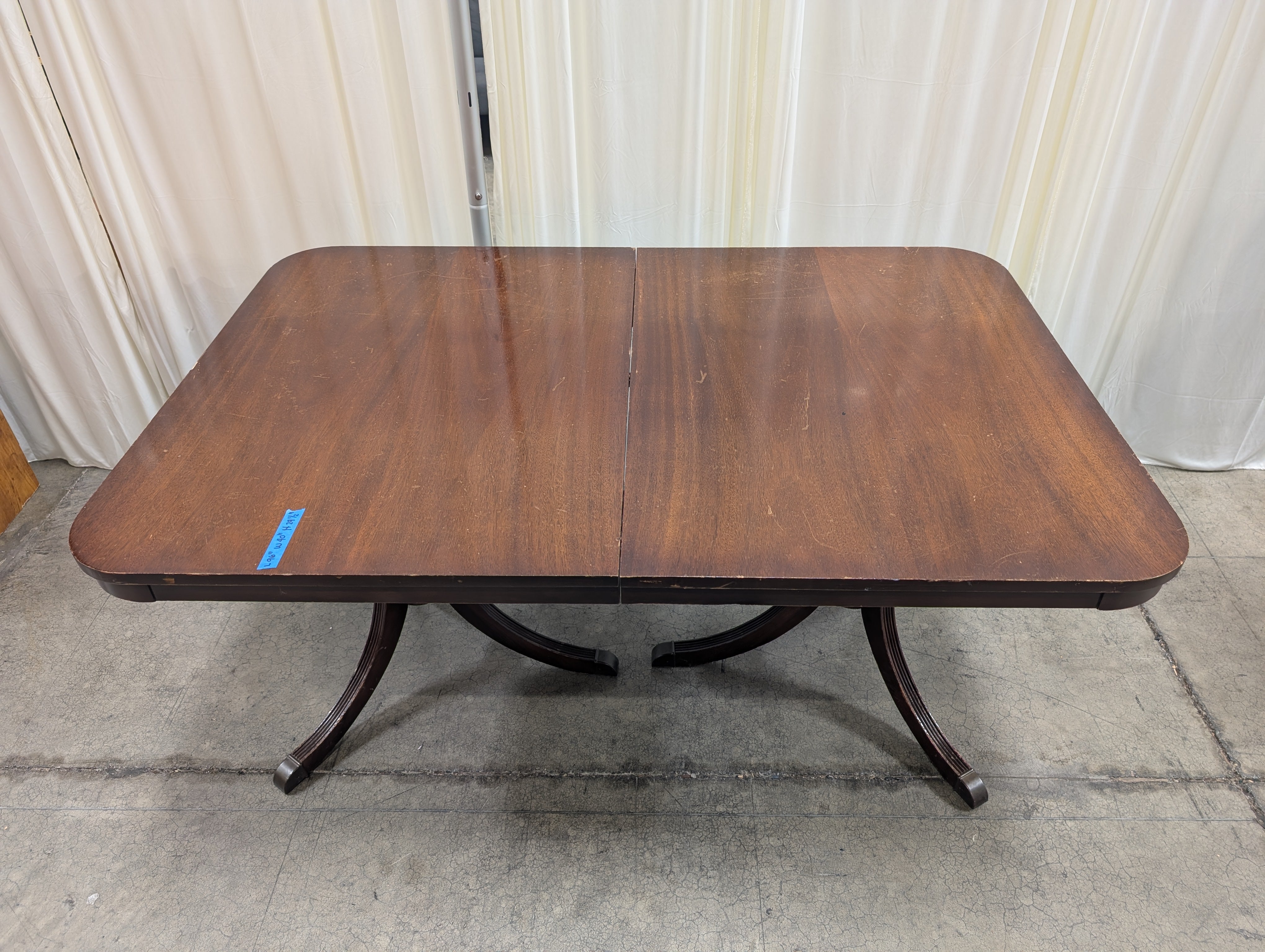 Dark Stained Hardwood Console Table with Curved Legs