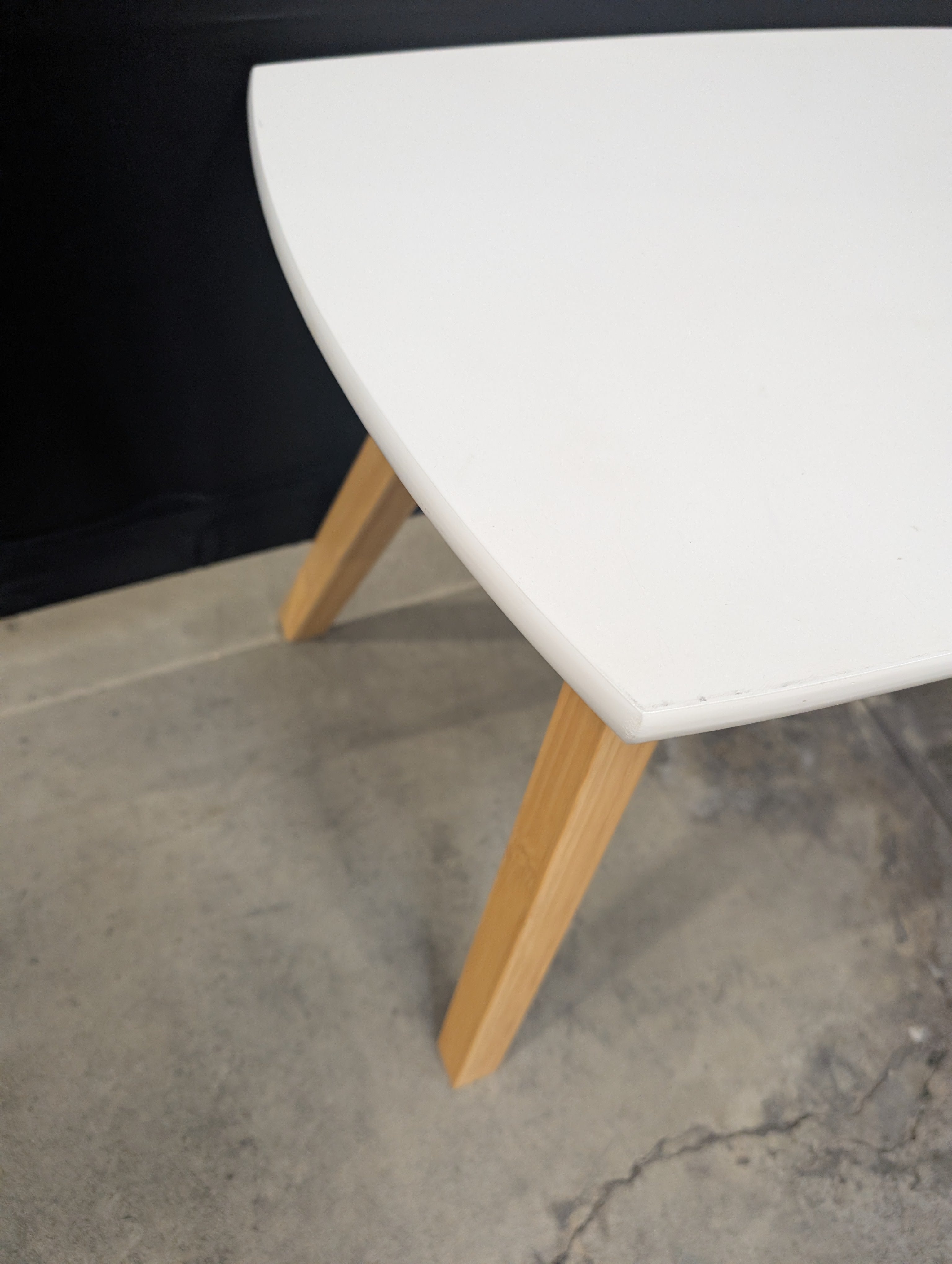 Modern White Top Natural Wood Accent Table