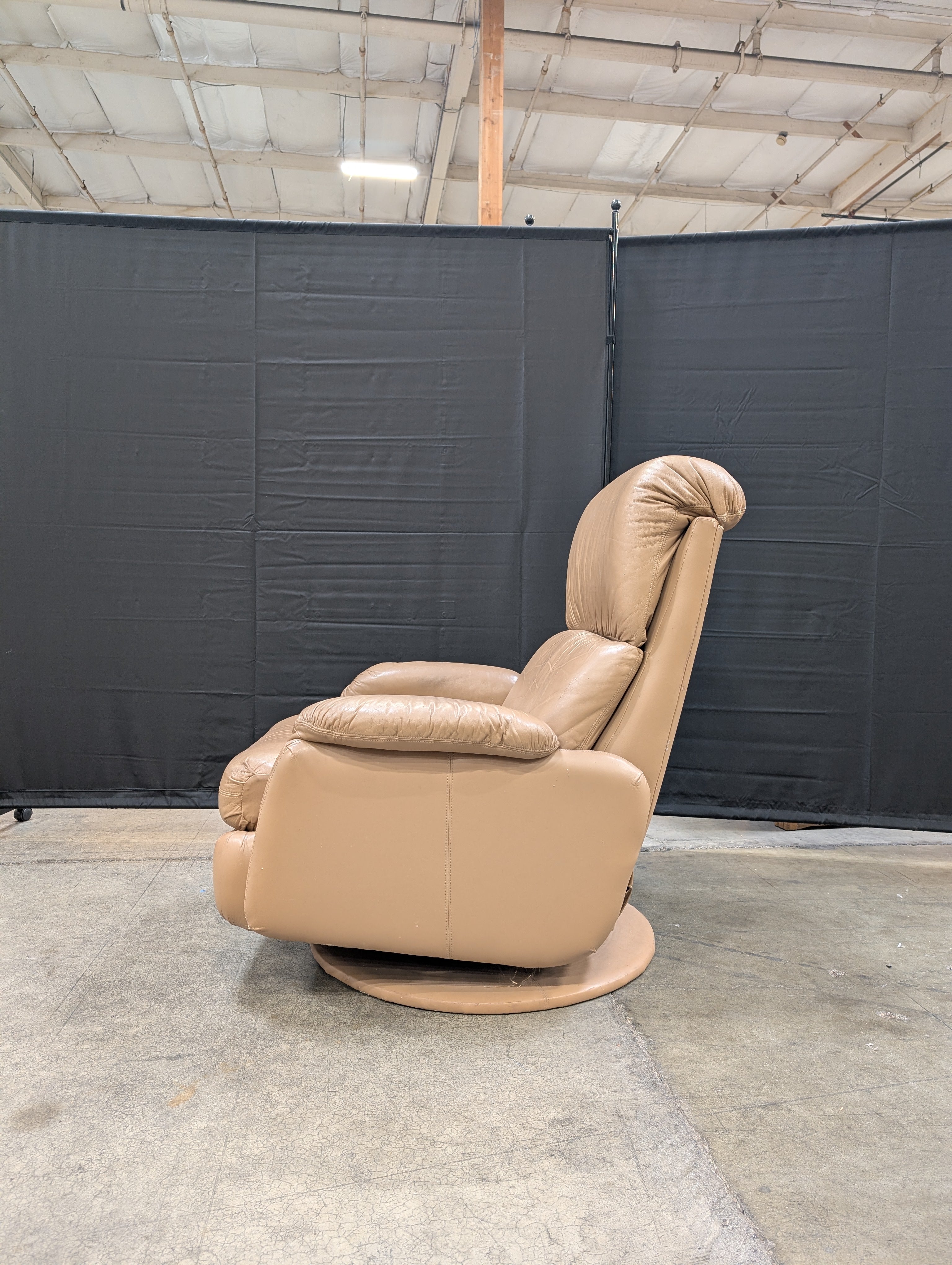 Used Plush Tan Upholstered Recliner Chair
