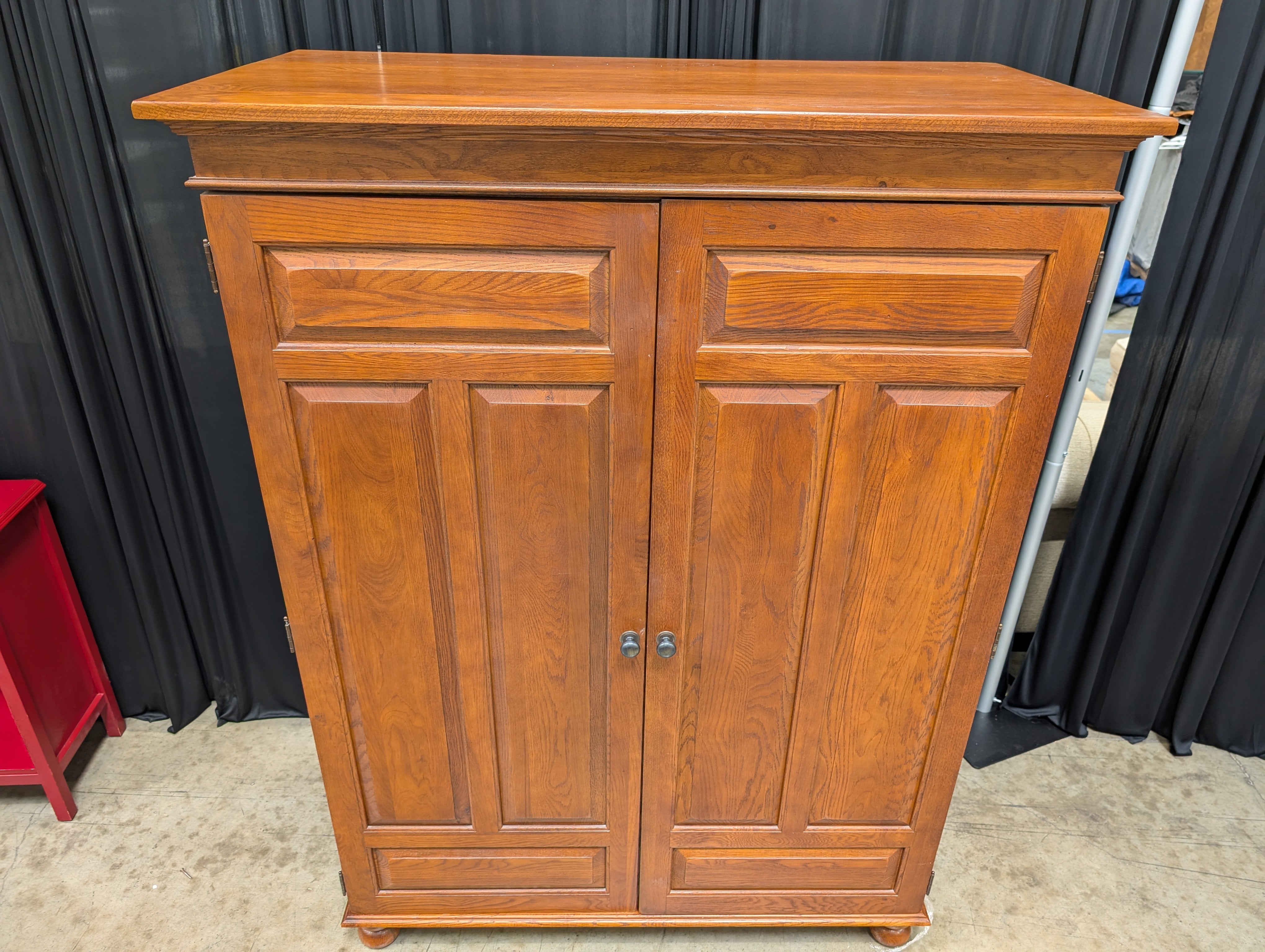 Keller Furniture Brown Wood Armoire with Metal Pulls