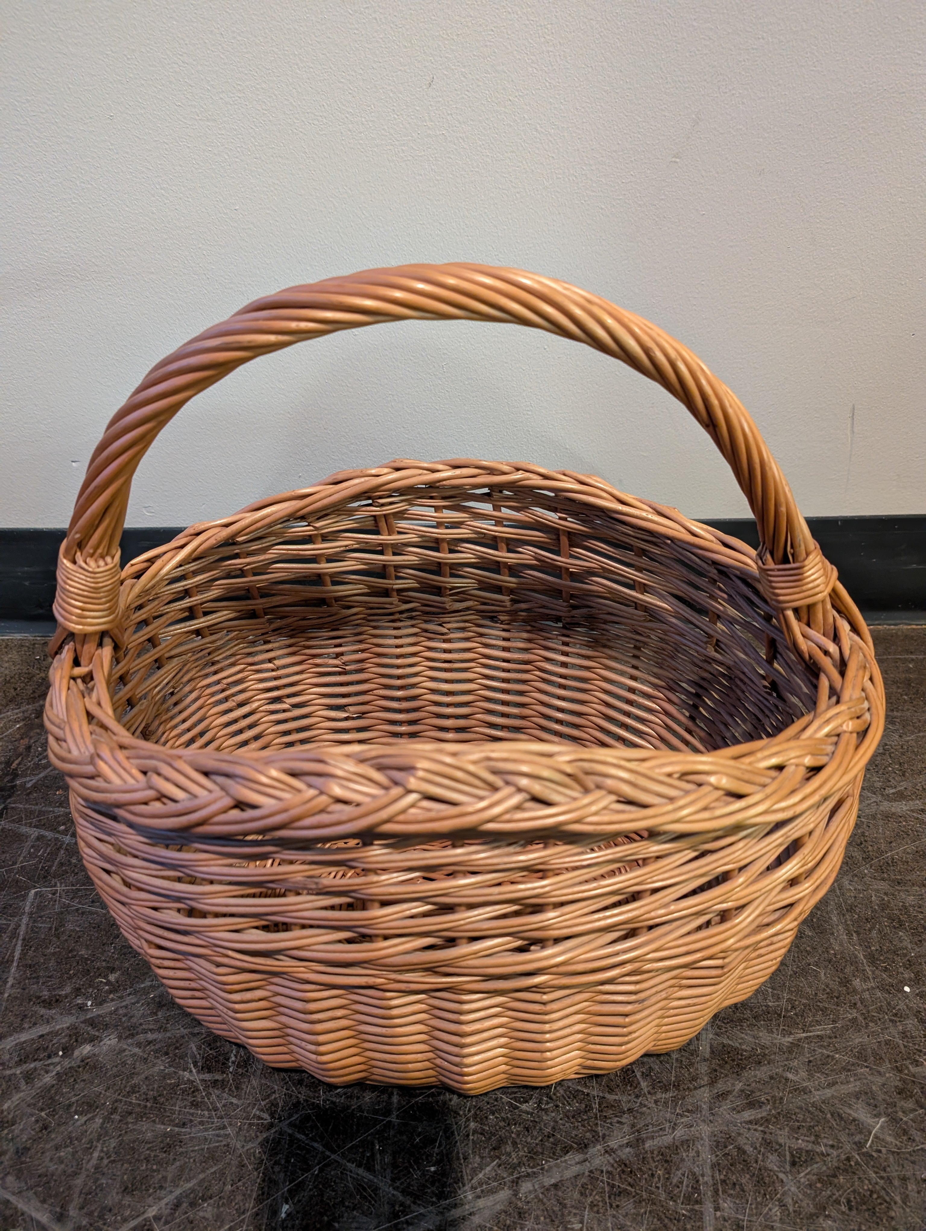 Handwoven Wicker Oval Storage Basket with Handle