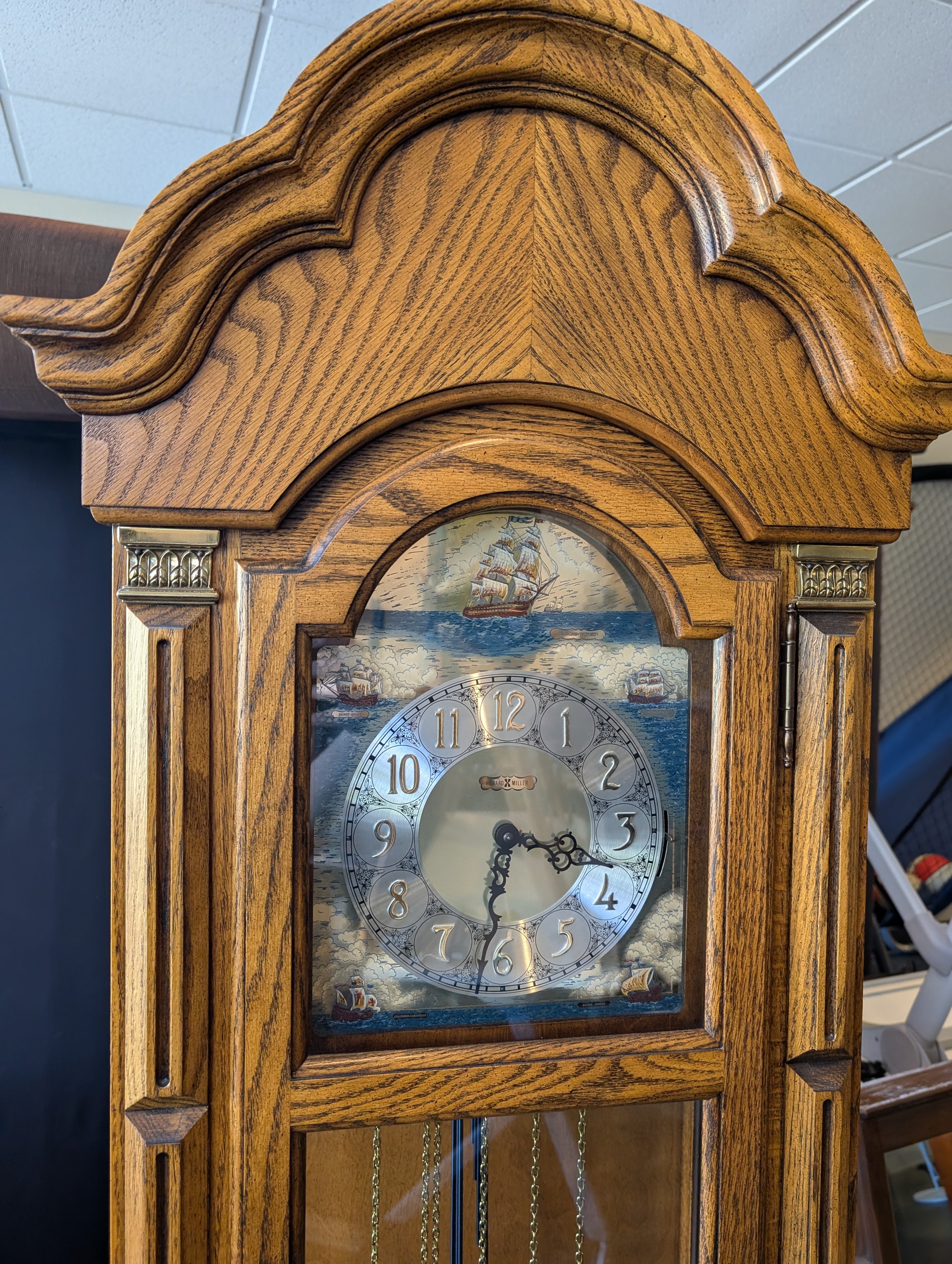 Temple Arched Top Wood Grandfather Clock