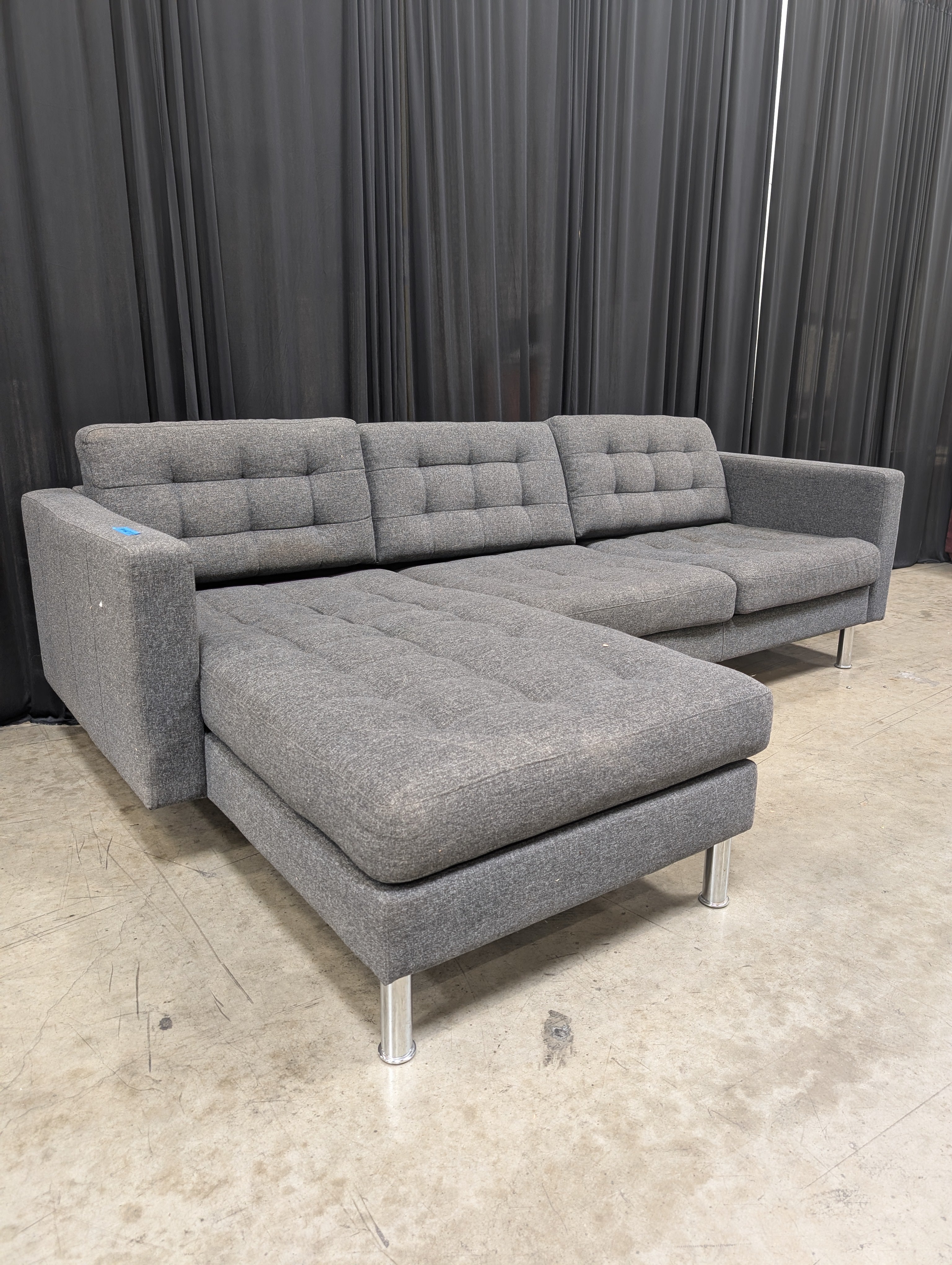 Grey Upholstered Modular Sectional Couch