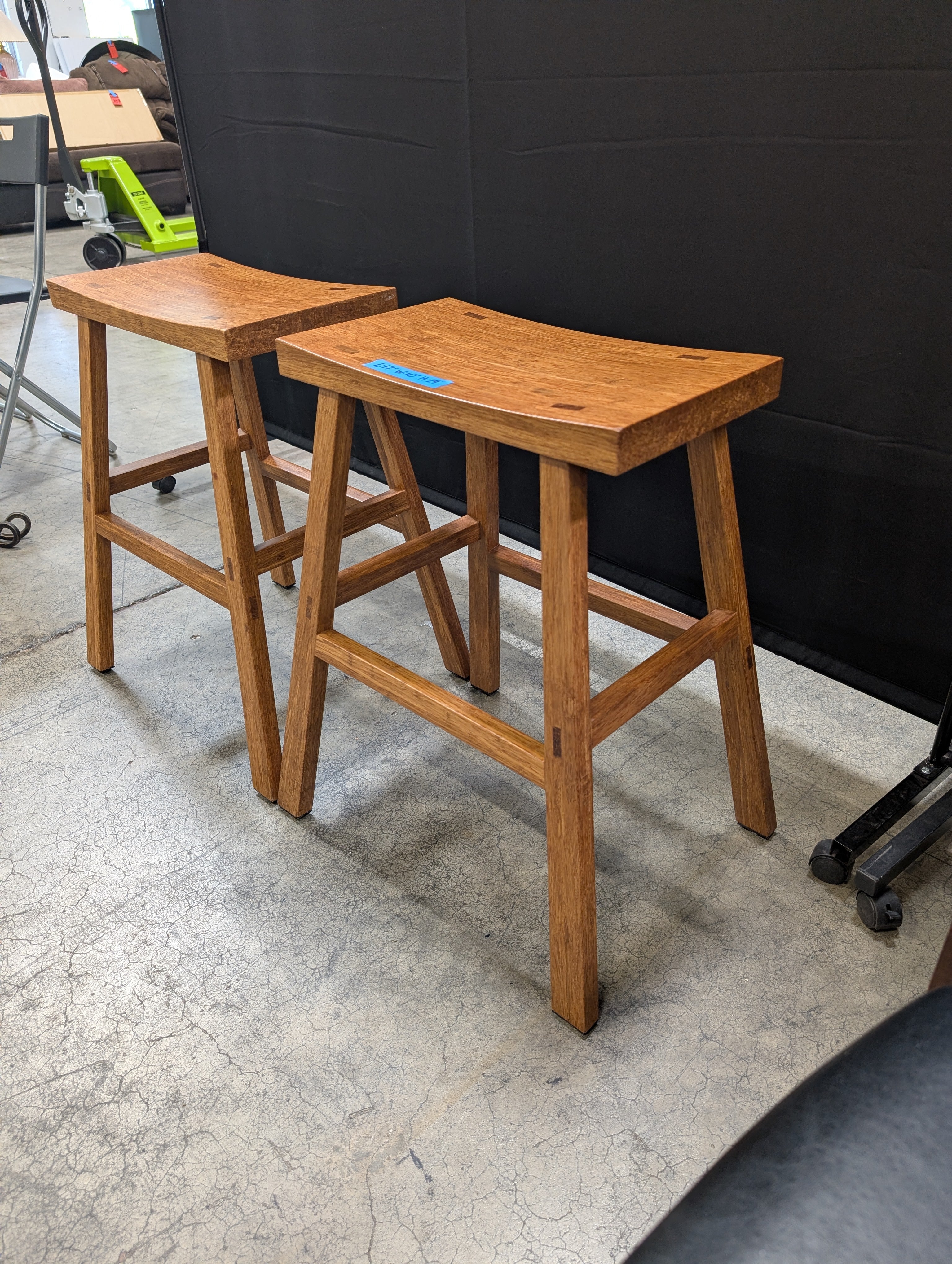 Pair of Mission Style Bar Stool in Wood